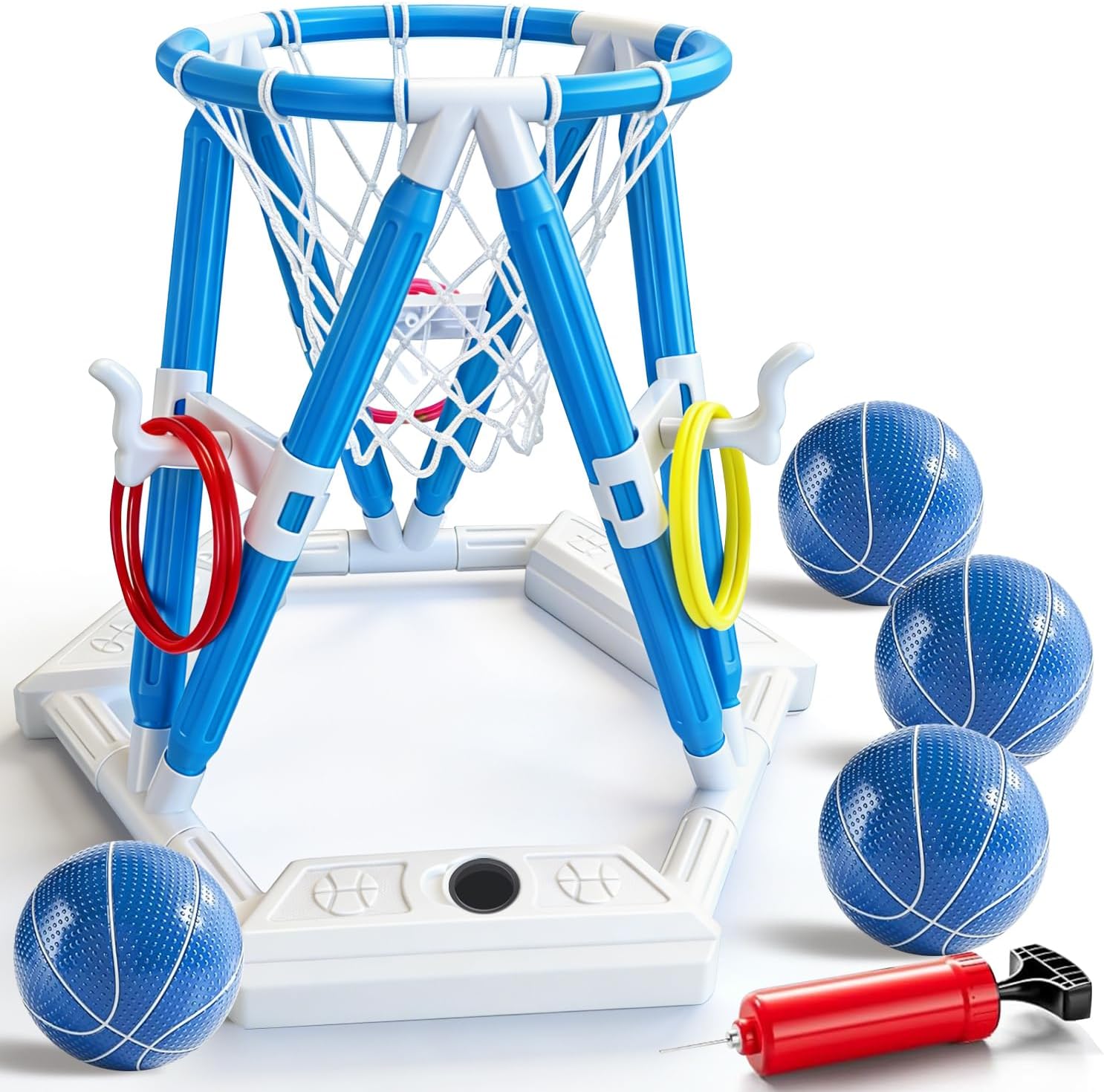 Detalle de 2-in-1 Pool Basketball Hoop & Ring Games - Floating Pool Toys for Kids and Family Fun