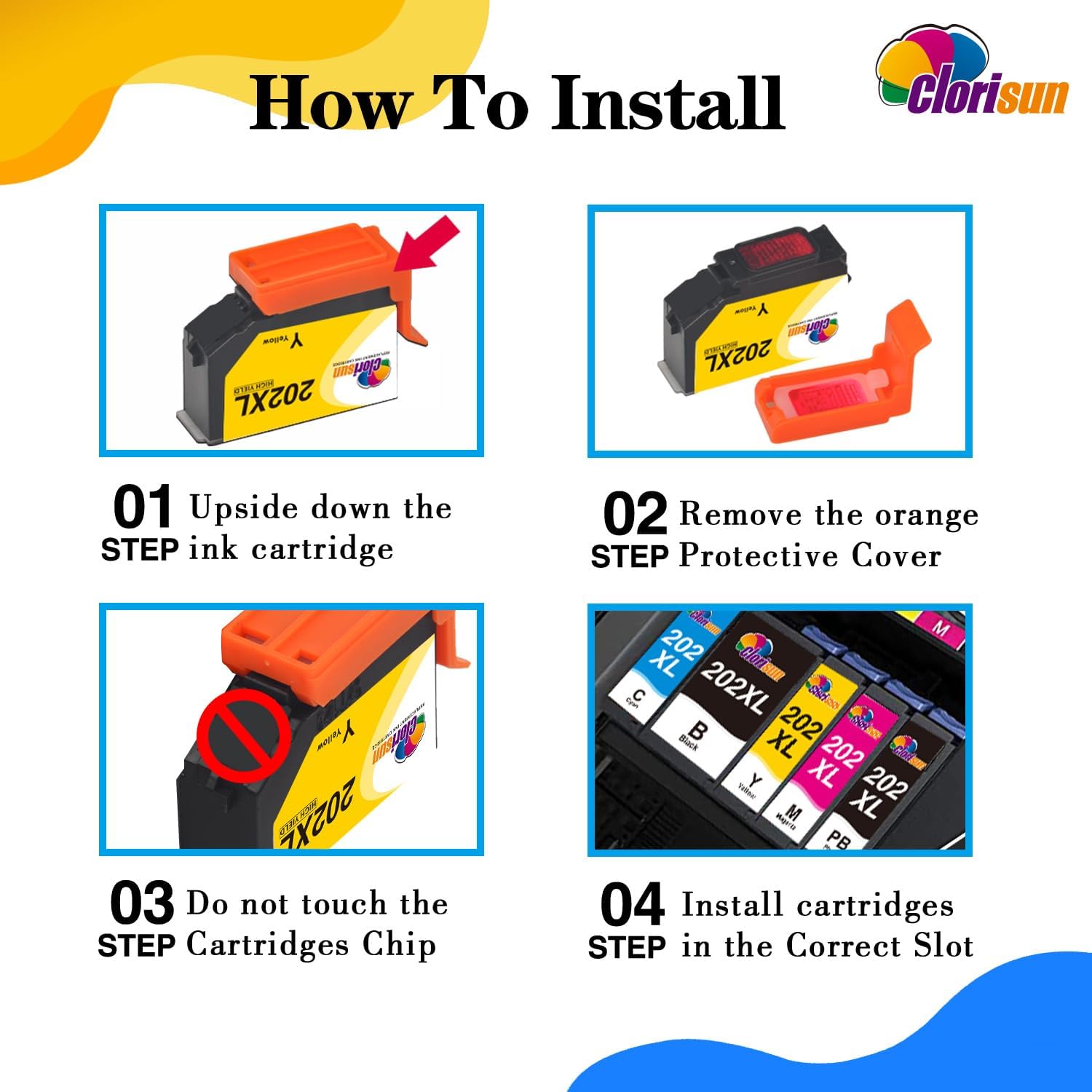 Detalle de Clorisun 202XL Ink Cartridges Multipack for Epson Expression Premium XP-6100/6105/6000/6005/6001