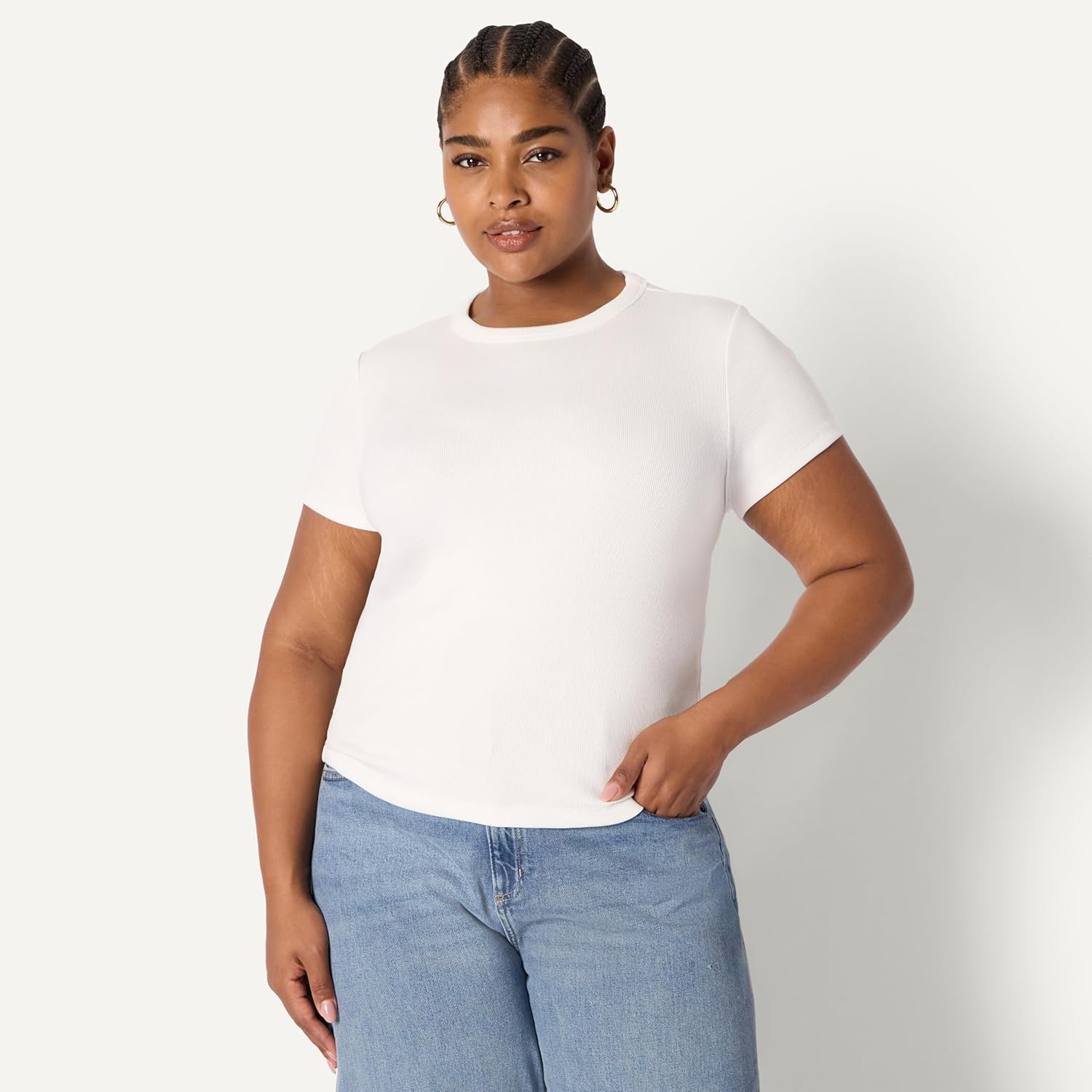 Thumbnail 5 de Amazon Essentials Damen Slim-Fit T-Shirt mit kurzen Ärmeln – geripptes Shirt mit Rundhalsausschnitt