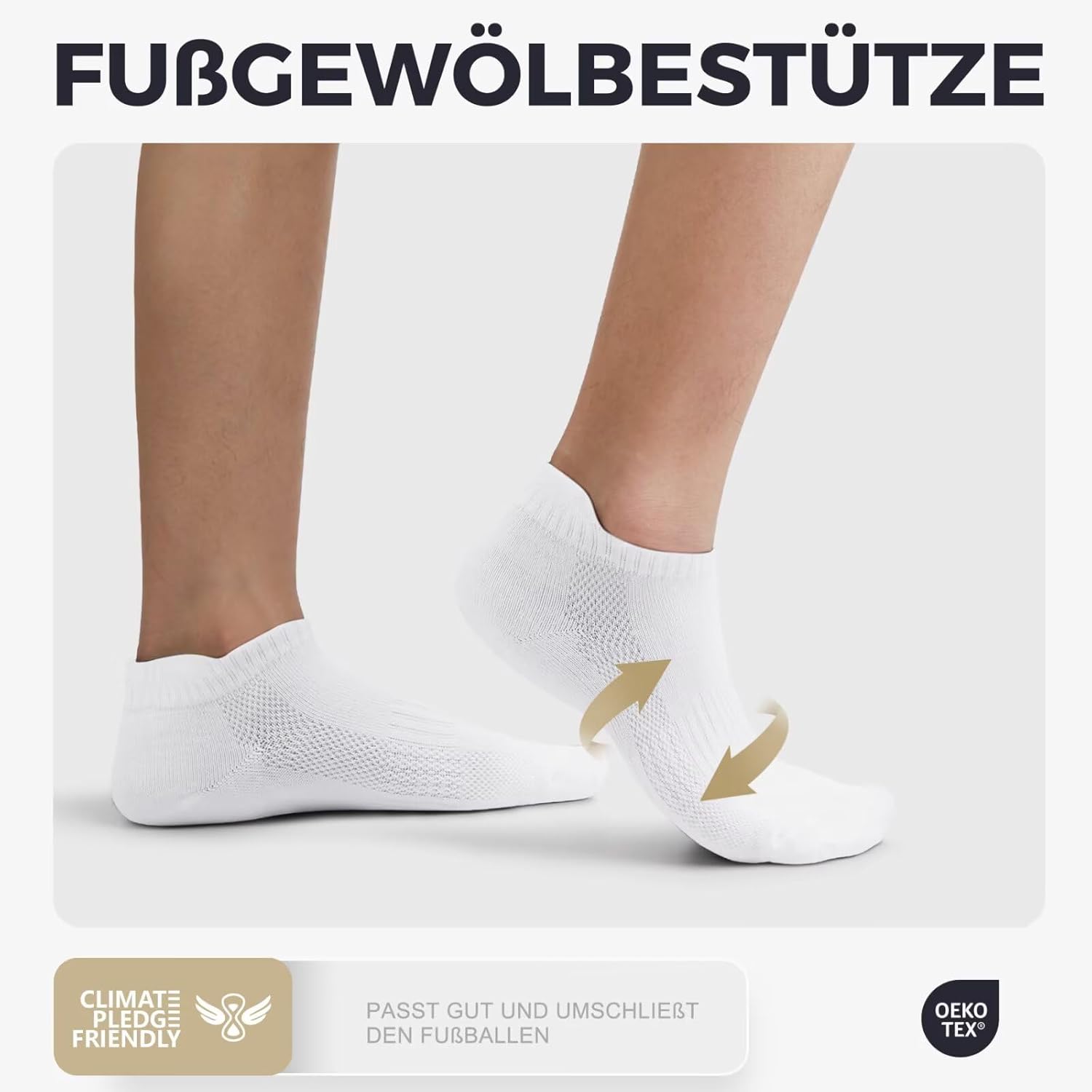 Thumbnail 4 de YouShow Sneaker Socken 10 Paar – Damen & Herren, kurze Baumwoll-Sportsocken, atmungsaktiv, Fersen‑ und Fußgewölbeunterstützung