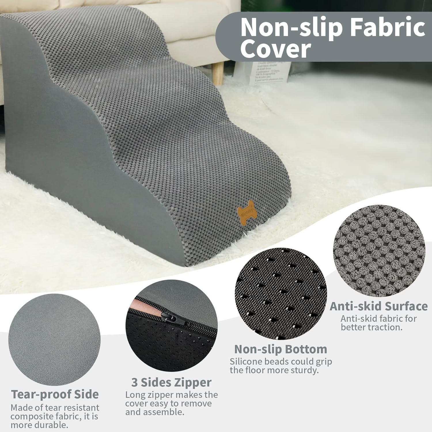 Thumbnail 3 de Nepfaivy 3-step Dog Steps for Bed 60x40x40 cm