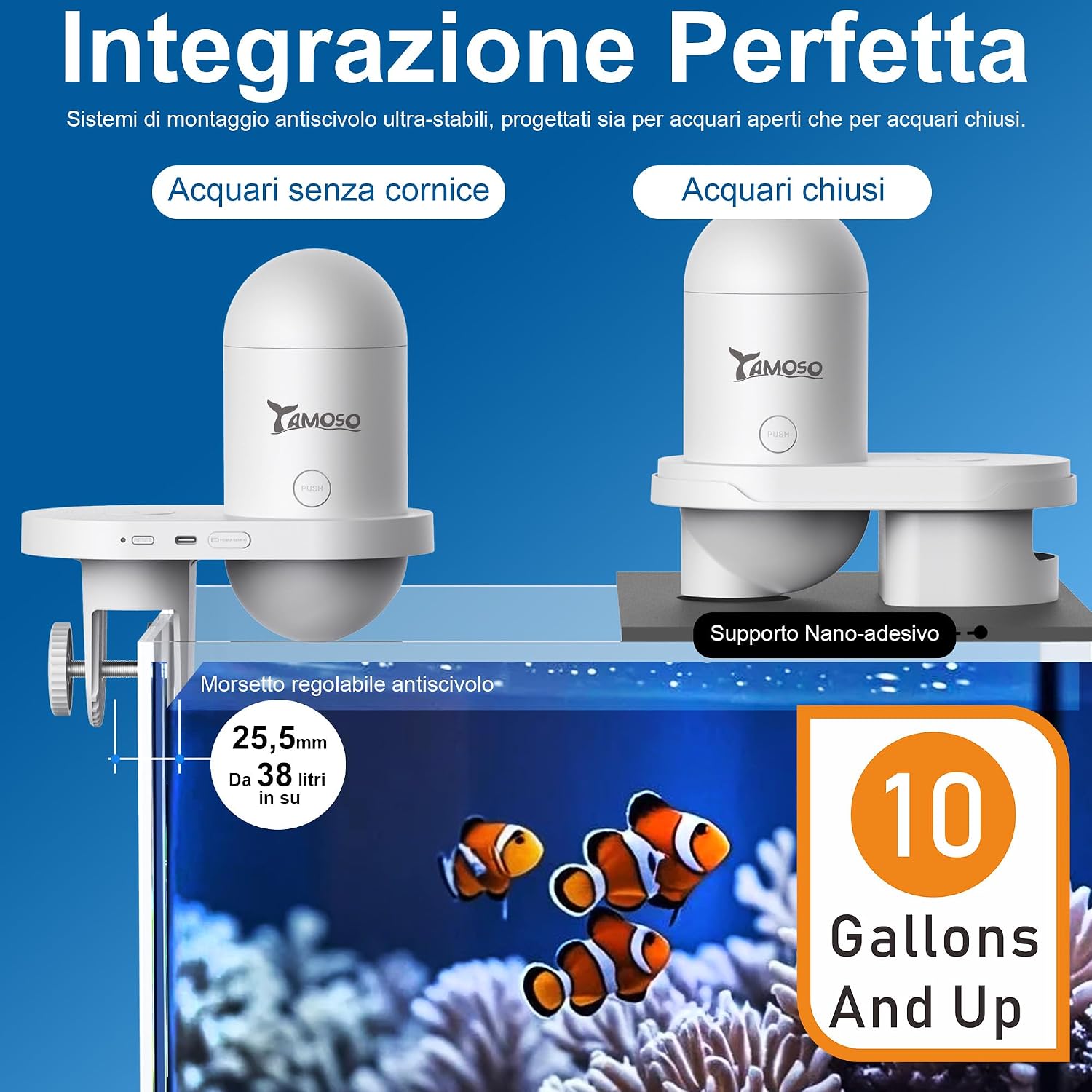 Detalle de YAMOSO Mangiatoia Automatica WiFi Smart con Telecamera 2.5K: controllo remoto e dosaggi precisi per acquari