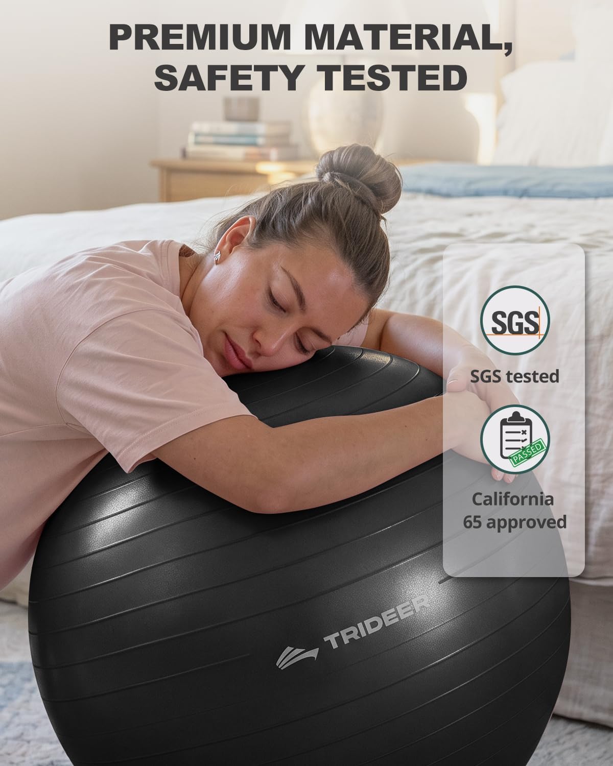 Detalle de Trideer Exercise Ball for Yoga, Pilates & Fitness (Anti-Slip, Burst-Resistant PVC) — Core, Balance & Active Sitting