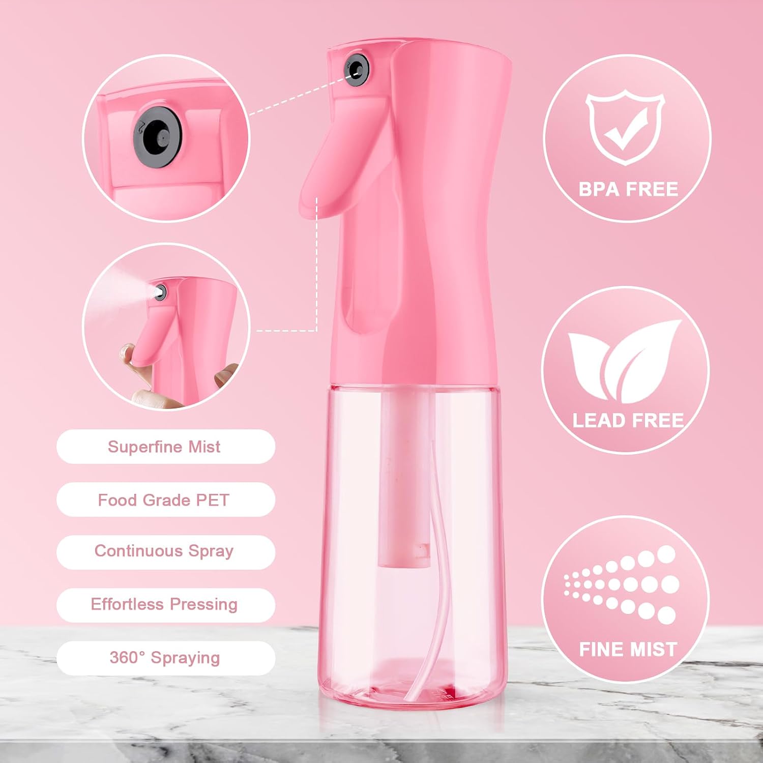 Detalle 2 de LOPHE lot de 2 petits flacons pulvérisateurs à brume fine 200 ml (PET) – pulvérisation à 360°