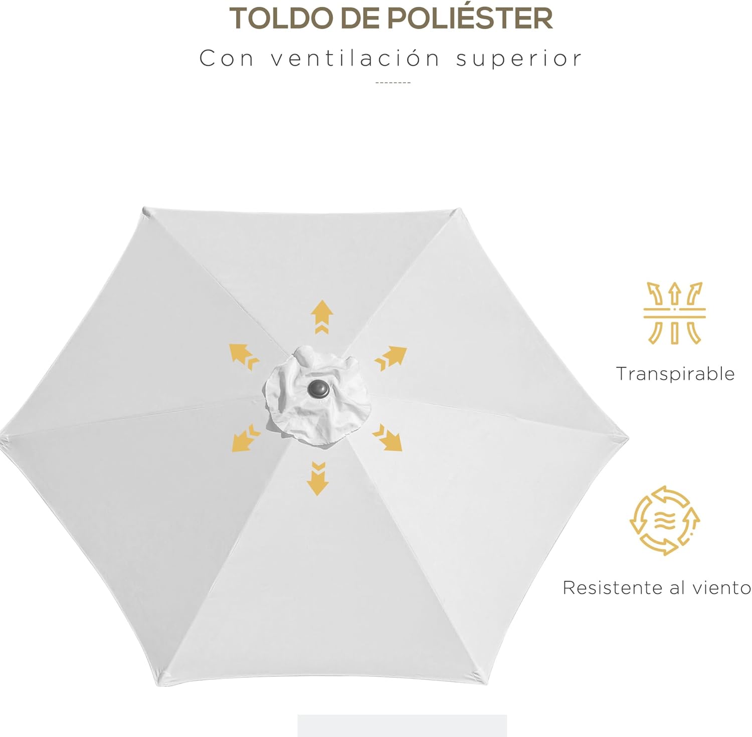 Thumbnail 4 de Outsunny Sombrilla de Jardín Ø260 cm parasol reclinable