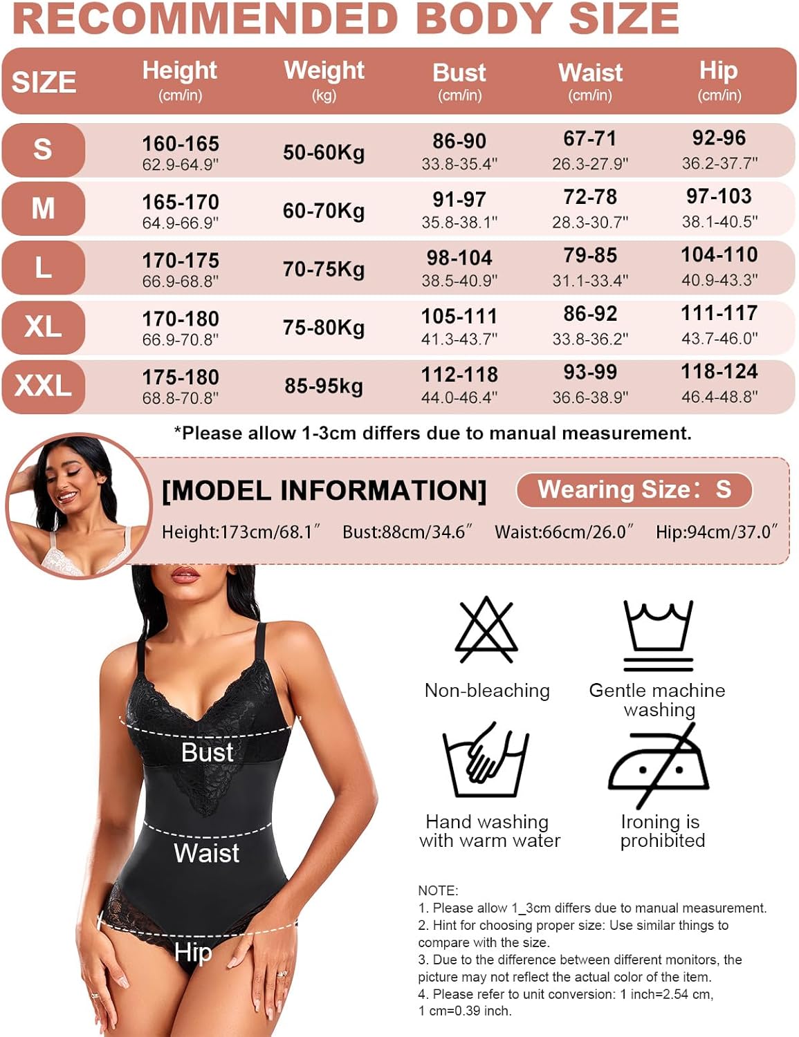 Detalle de PASUDA Body Contenitivo Modellante Donna in Pizzo – shapewear modellante con scollo a V