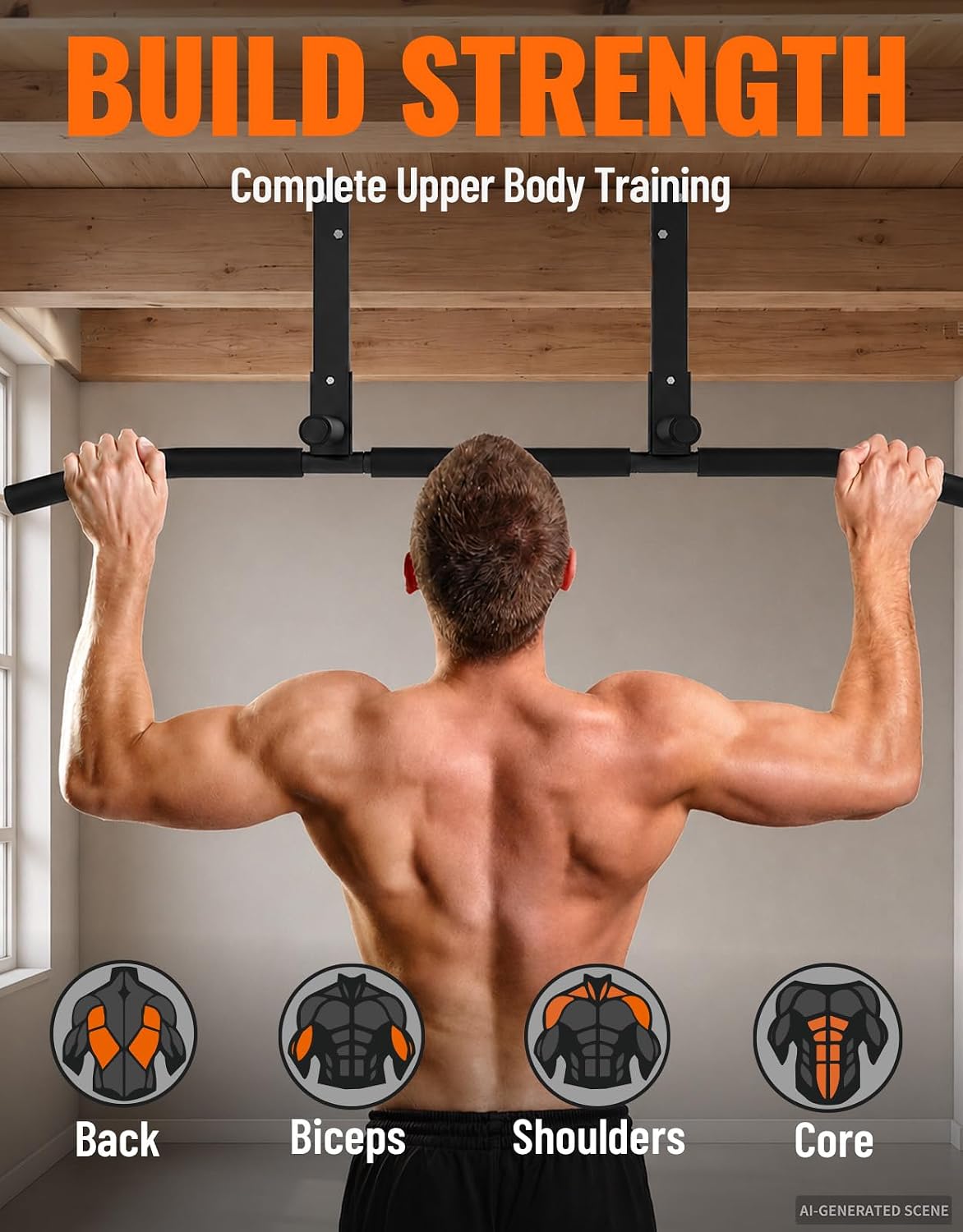Detalle de Fitarc MPUB-1 Joist-Mount Pull-Up Bar with Padded Multi-Grip Handles
