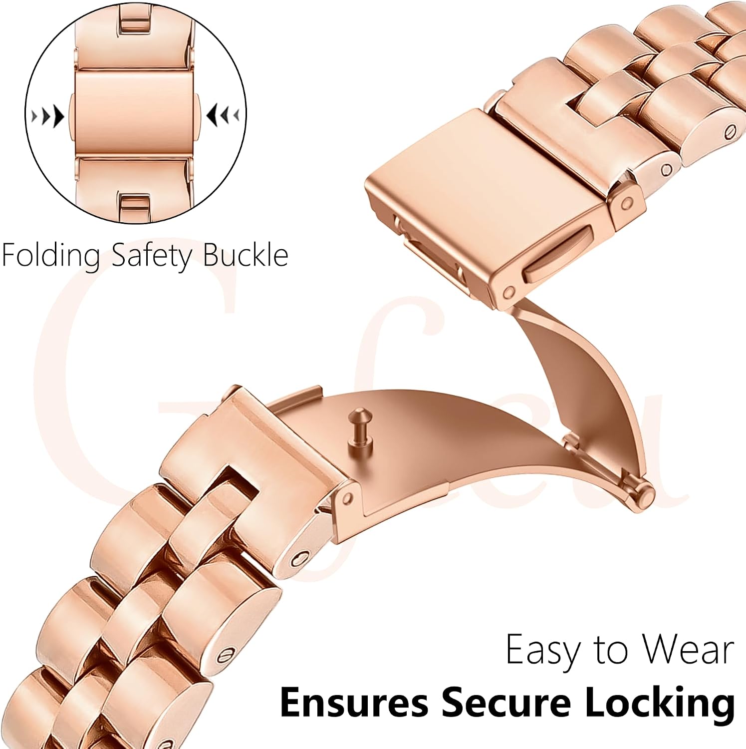 Detalle de G-ficu Thin Metal Strap with Case for Apple Watch — Slim Stainless Steel Band with Protective Cover (44/45mm, 42/40mm, 38/41mm) for Series 9 to SE