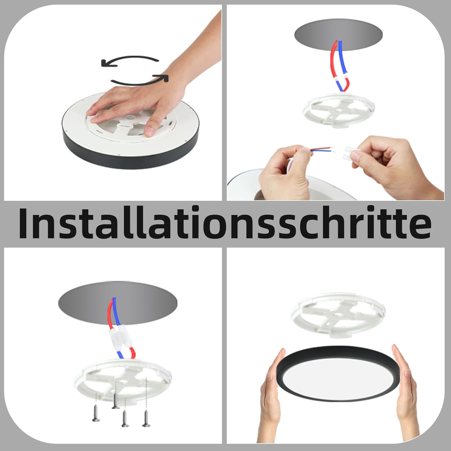 Thumbnail 5 de ZMH Deckenlampe LED Deckenleuchte 30 cm – 24 W, 4000 K, Kunststoff, IP-schutz für Bad, Küche und Flur
