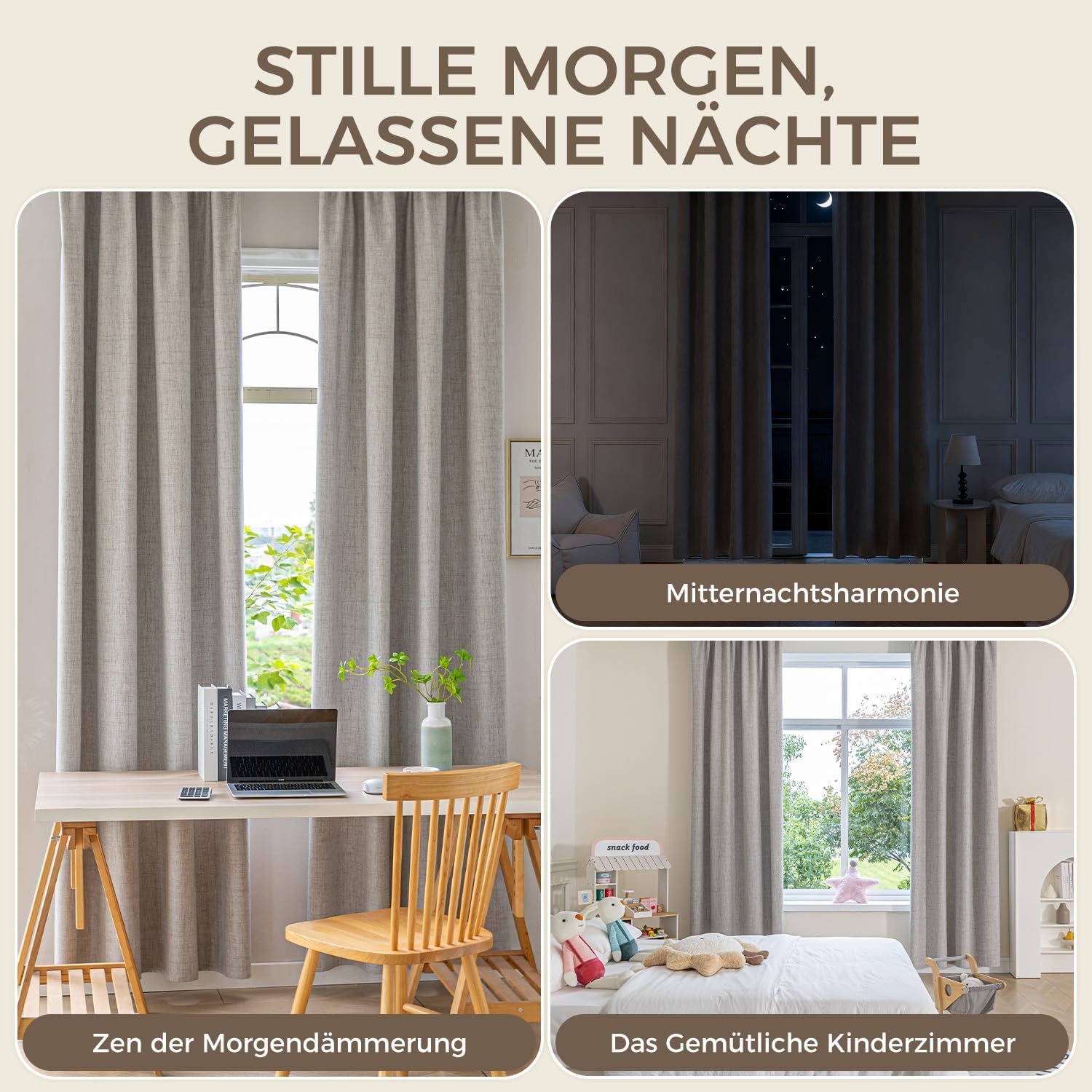 Thumbnail 5 de Leinen Verdunklungsvorhänge 175×140 im 2er Set