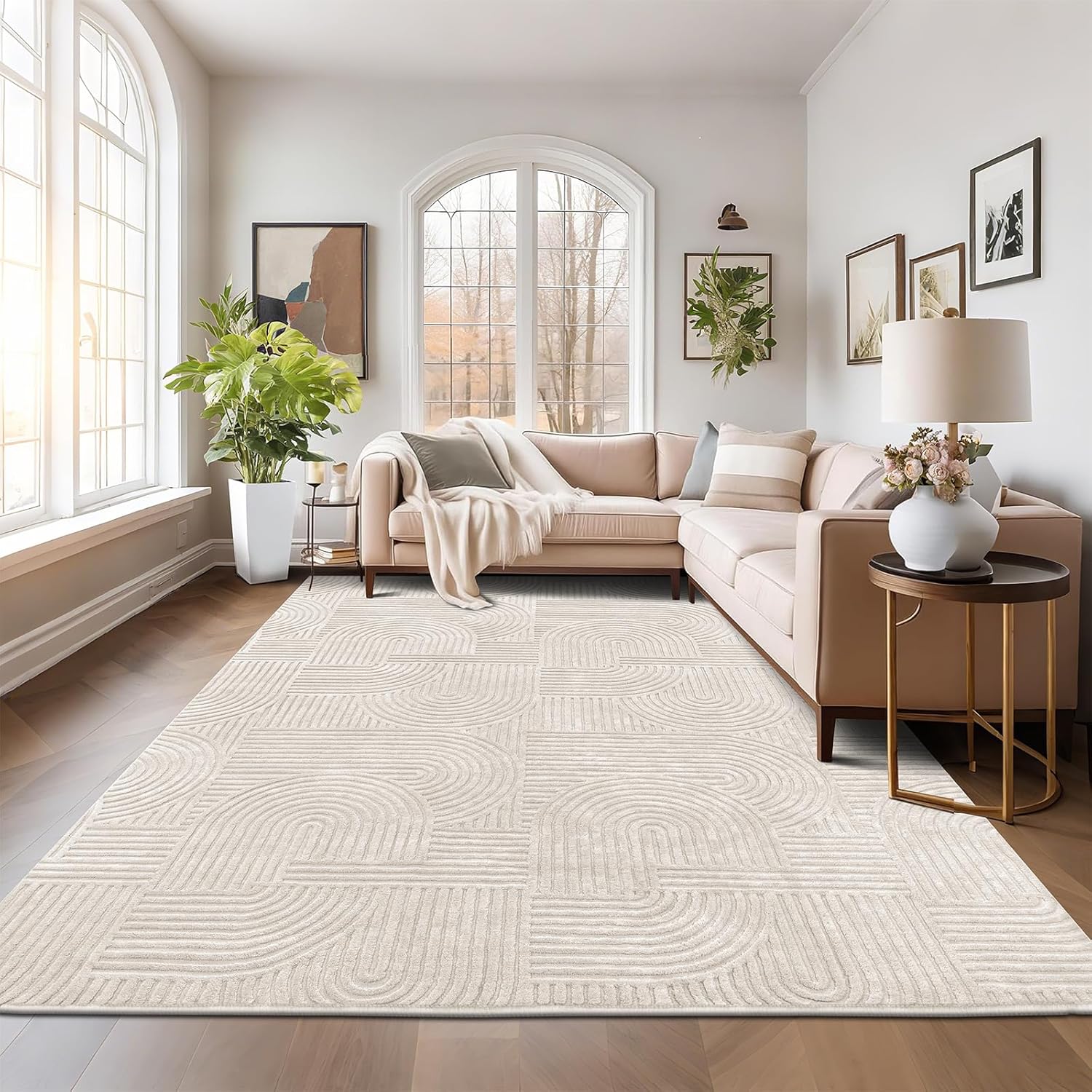 Thumbnail 6 de Pauwer 9x12 Washable Area Rug: Soft, Non-Slip Boho-Style Matte for High-Traffic Living Spaces