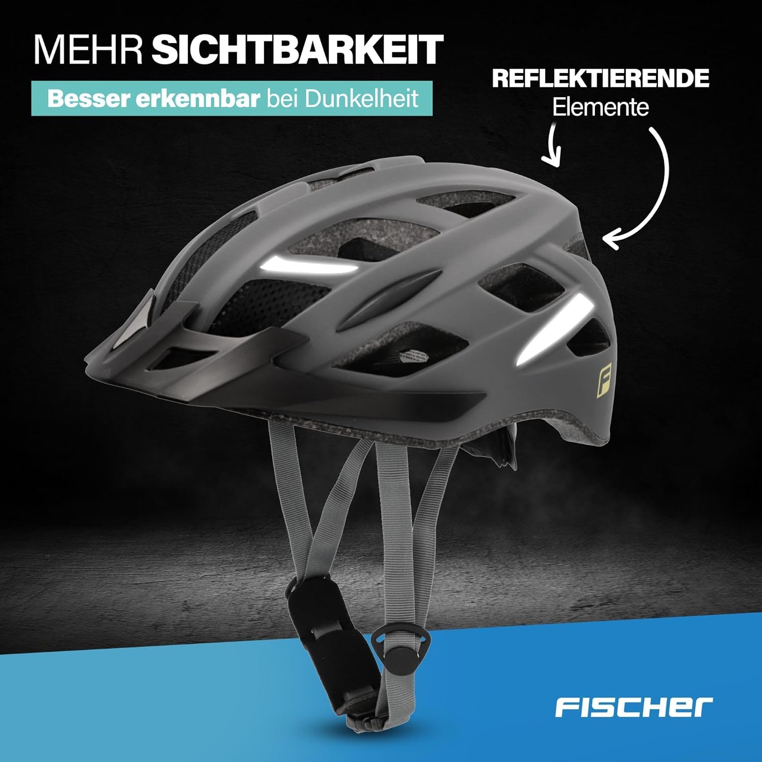 Detalle 2 de FISCHER Erwachsenen Fahrradhelm Urban Levin S/M 52–59 cm grau – mit beleuchtetem Innenring-System