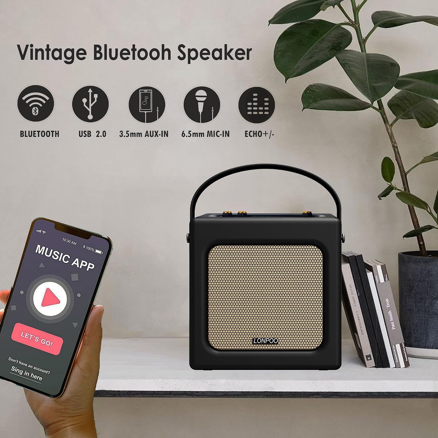 Thumbnail 6 de LONPOO Stereo 20 W altoparlante Bluetooth retrò