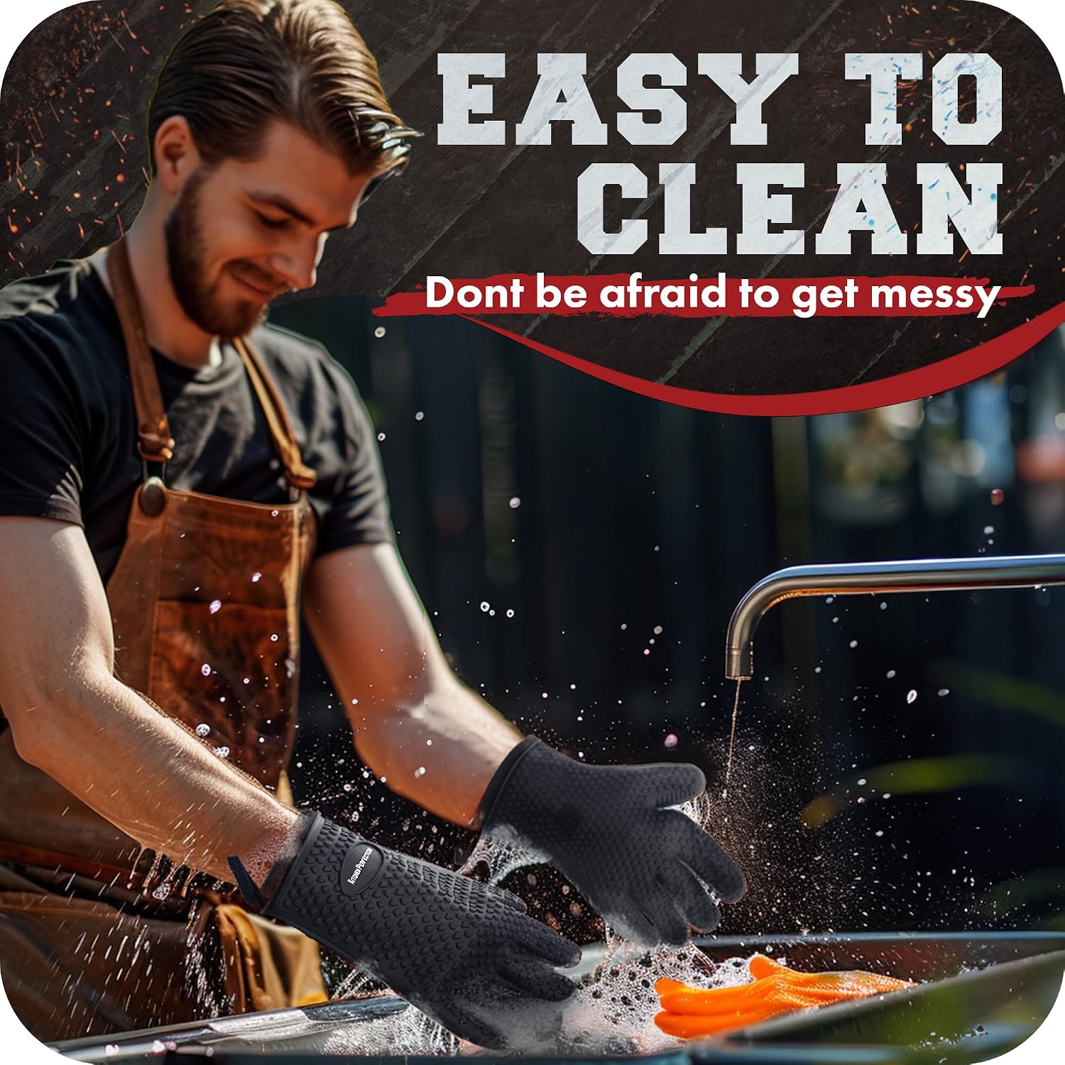 Thumbnail 6 de Kitchen Perfection Silicone BBQ Oven Gloves, Heat-Resistant to 500 Degrees