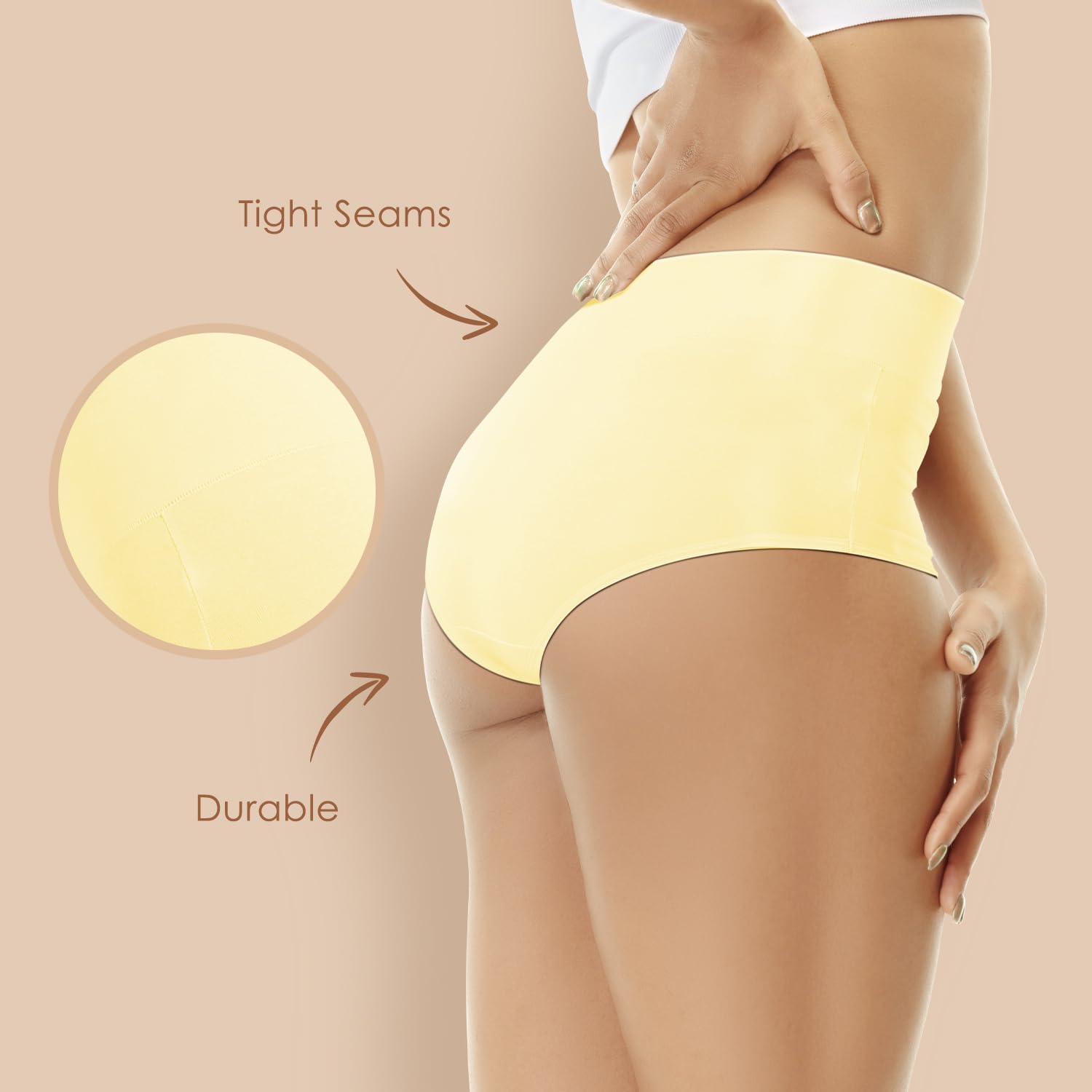 Detalle de YouShow Women's High Waist Cotton Knickers – 5 Pack