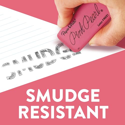 Detalle de Paper Mate Pink Pearl Erasers (12 Count) – Latex-Free, Smudge-Resistant