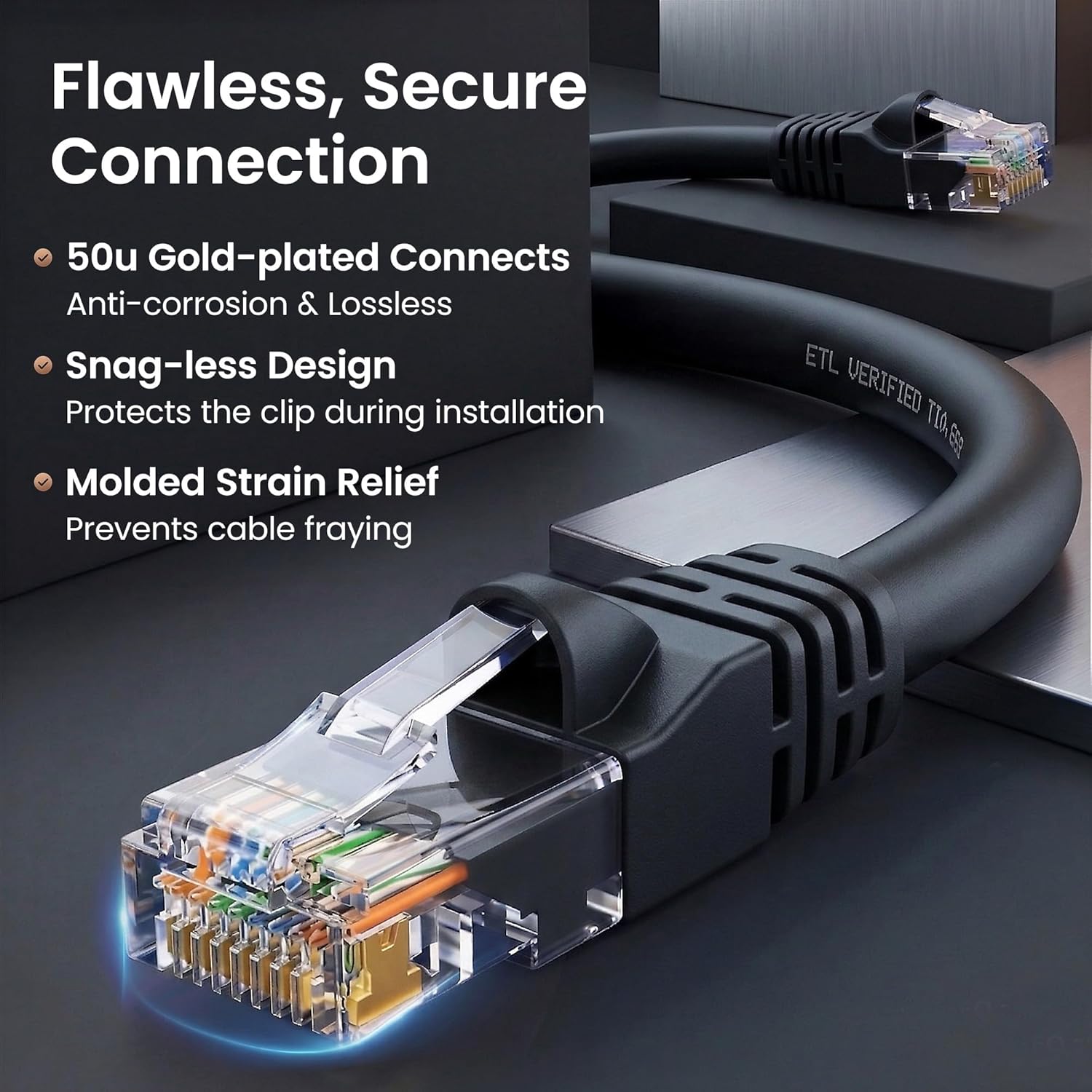 Thumbnail 3 de GEARit Cat 6 Ethernet Patch Cable 10 ft – 10 Pack (Black)