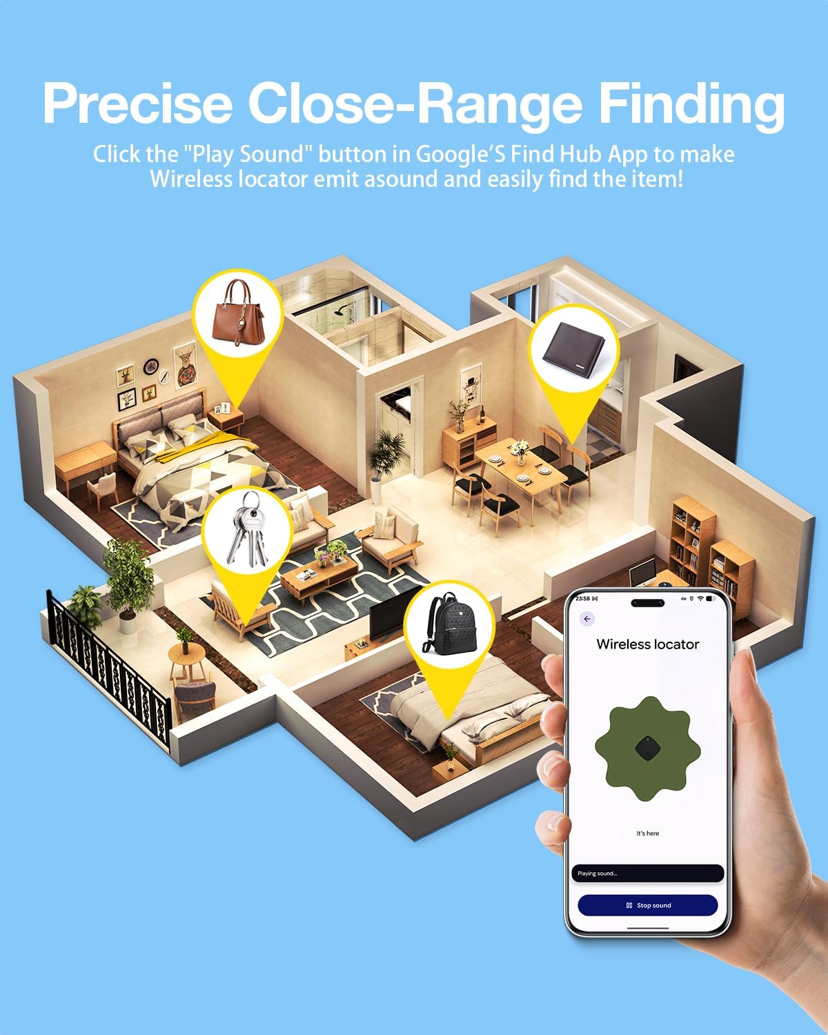 Detalle de Air Tags for Android (4-Pack) with 2-Year Battery Life, IP65 Waterproof Luggage Tracker