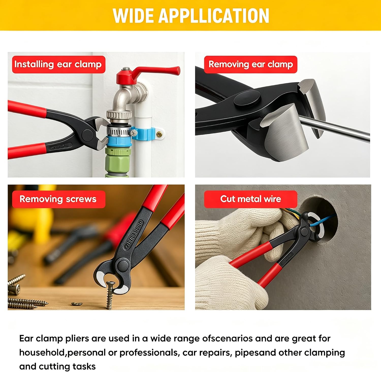 Thumbnail 6 de MotBats 10-Inch Ear Clamp Pliers with Non-Slip Grip and 10 Stainless Steel Crimps