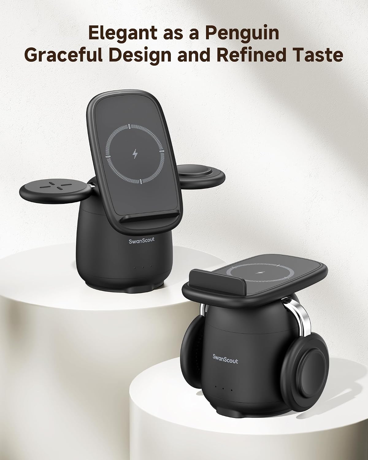 Detalle de SwanScout 707S 3-in-1 Wireless Charging Station for Samsung phones, Galaxy Watch and Buds