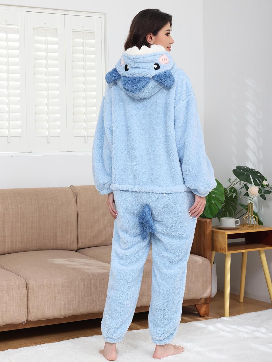 Thumbnail 4 de Chuangminghangqi Pyjama une pièce pour femme – Combinaison polaire requin, décontractée et chaude