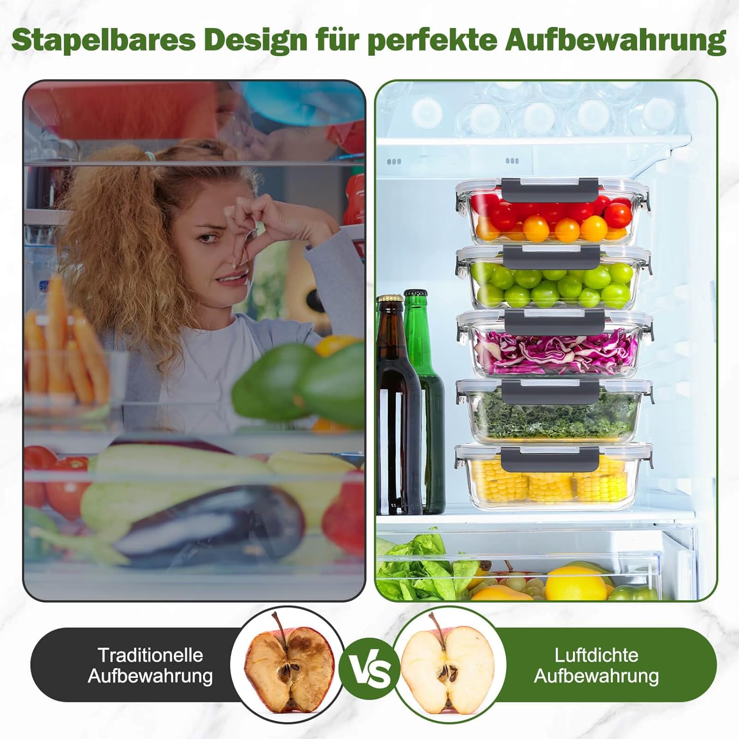 Thumbnail 5 de YASHE Glasbehälter mit Deckel (10-teilig), stapelbar & luftdicht – BPA-freie Meal-Prep-Boxen aus Borosilikatglas