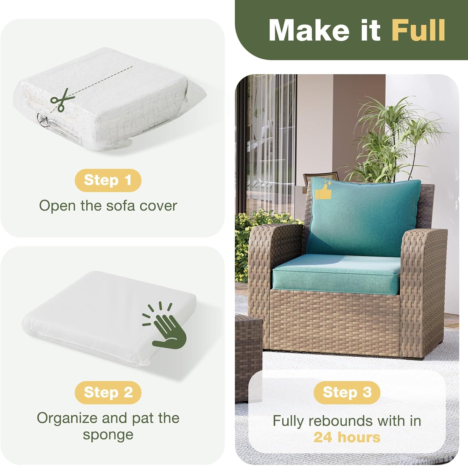 Detalle de Aoxun Outdoor Furniture Cushions, 4-Piece Set