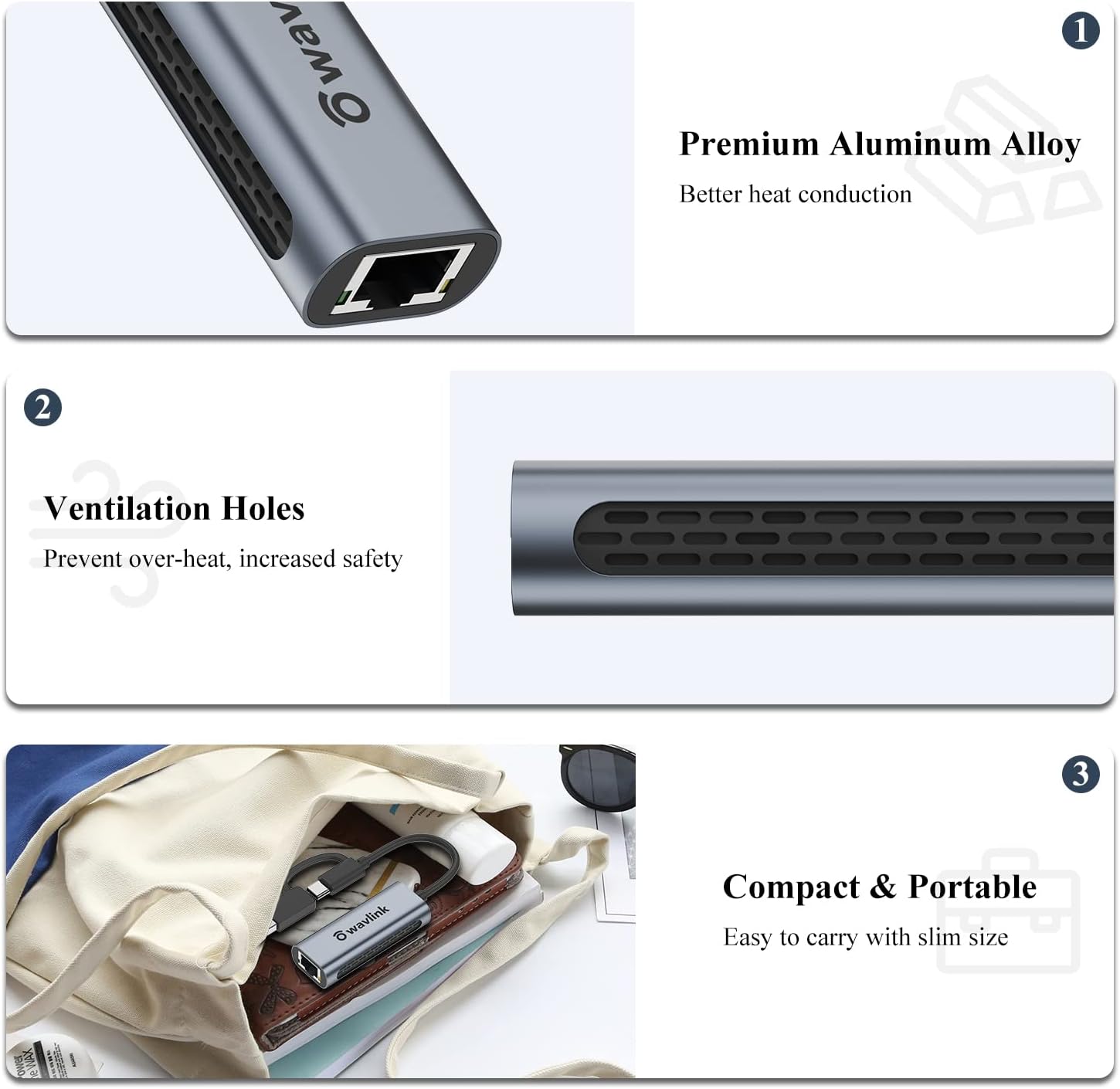 Thumbnail 5 de WAVLINK Adaptateur USB vers Ethernet 2,5G (2500Mbps) USB-C vers RJ45
