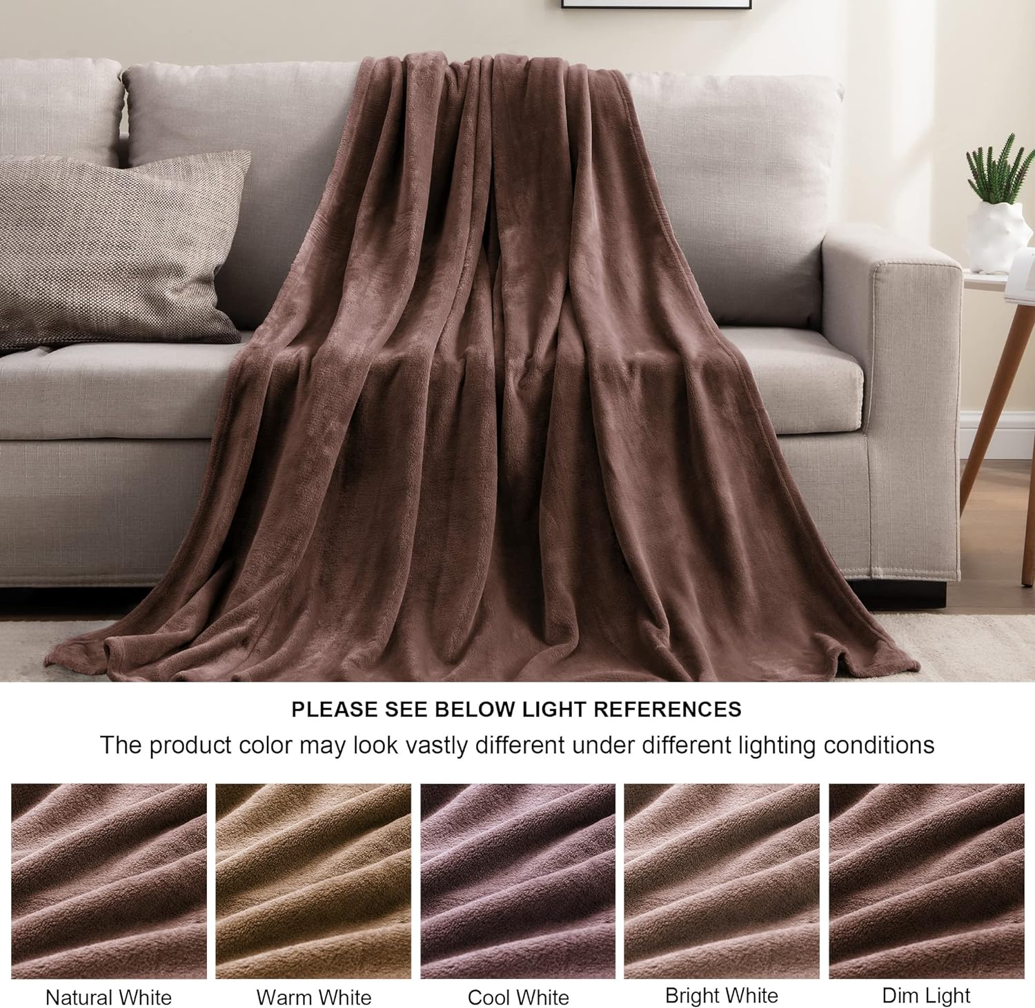 Detalle 2 de BEDELITE BEUSC1SDR8KI King Fleece Blanket, Brown, 108" x 90