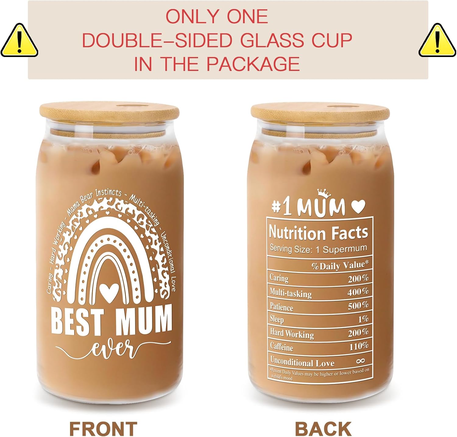 Thumbnail 4 de DOITGO Mothers Day 16 Oz Glass Cup