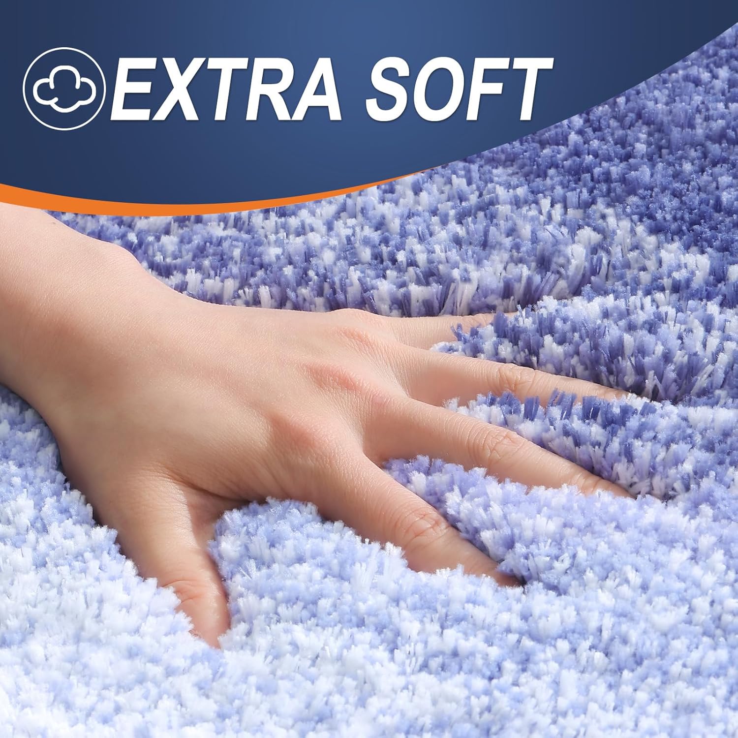 Thumbnail 1 de OLANLY 2-Piece Bathroom Rug Set: Soft Microfiber Bath Mats with Non-Slip TP Rubber Backing (Blue-Violet, 24"x16" and 24"x20")