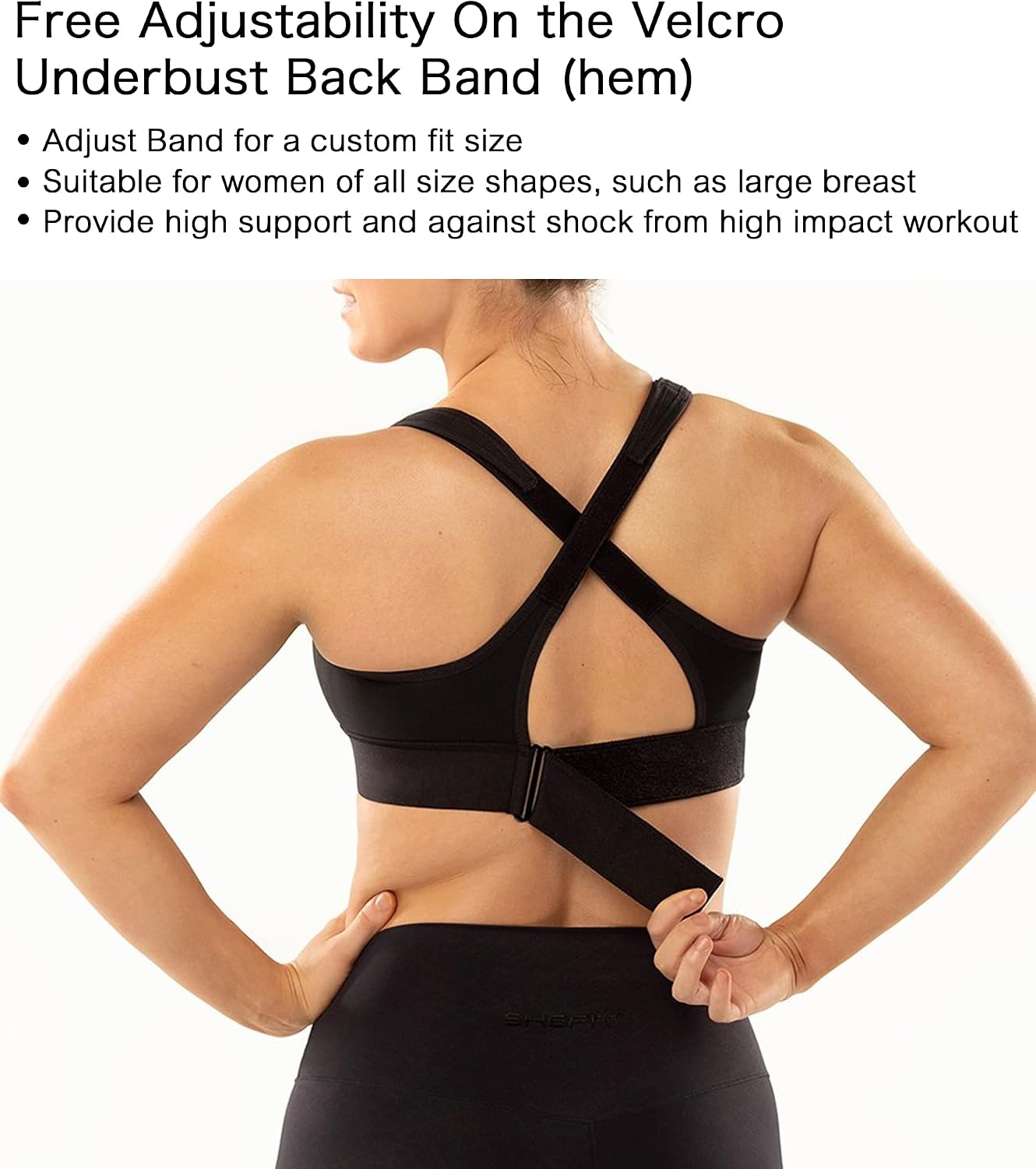 Detalle 2 de YIANNA Women High Impact Sports Bra (Plus Size) with Zip Front & Removable Padding