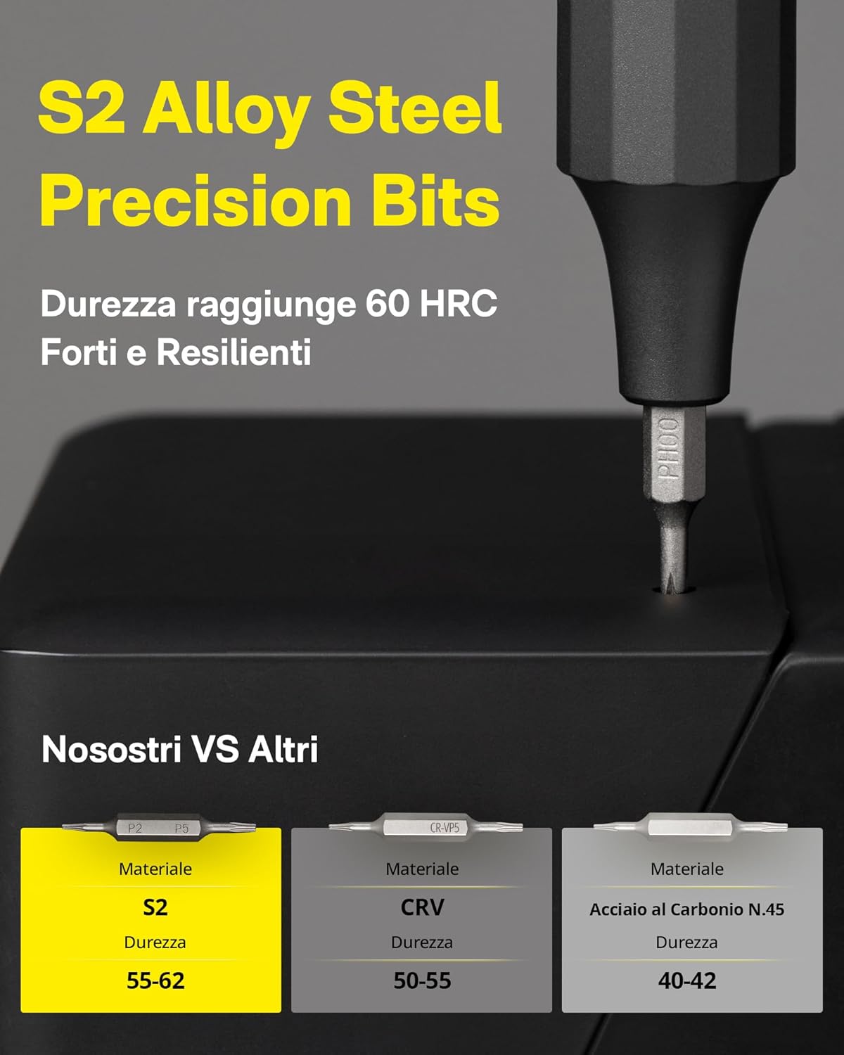 Thumbnail 6 de HOTO 24 in 1 Cacciaviti Magnetici: set di precisione in acciaio S2, punte intercambiabili e impugnatura pensata per elettronica