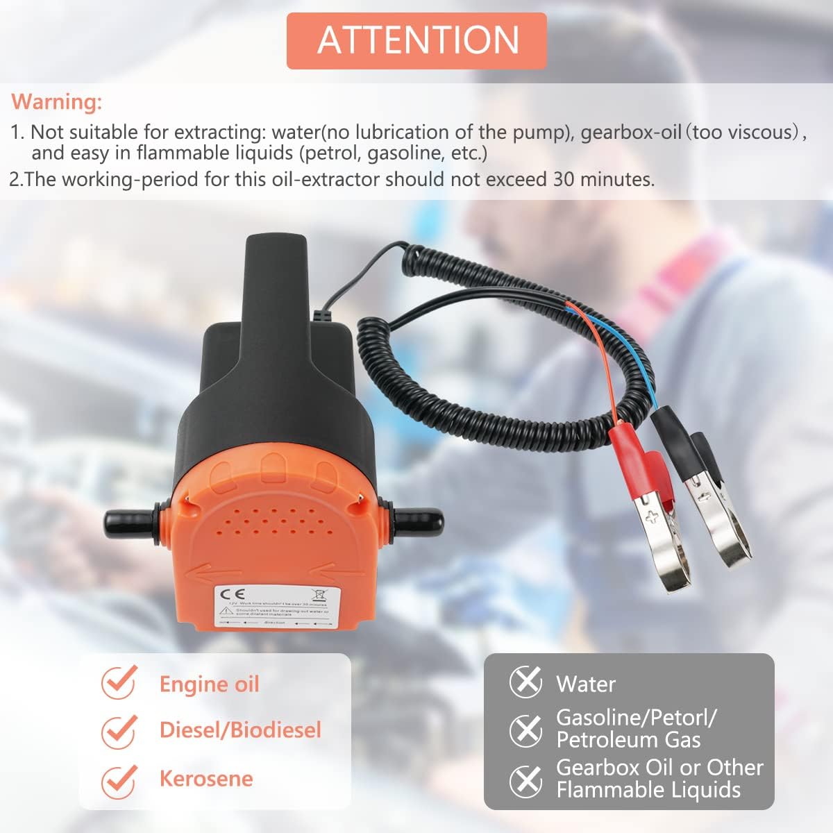 Thumbnail 4 de Flintronic 12V 80W Oil Change Pump Extractor with Tubes for Diesel & Engine Oil