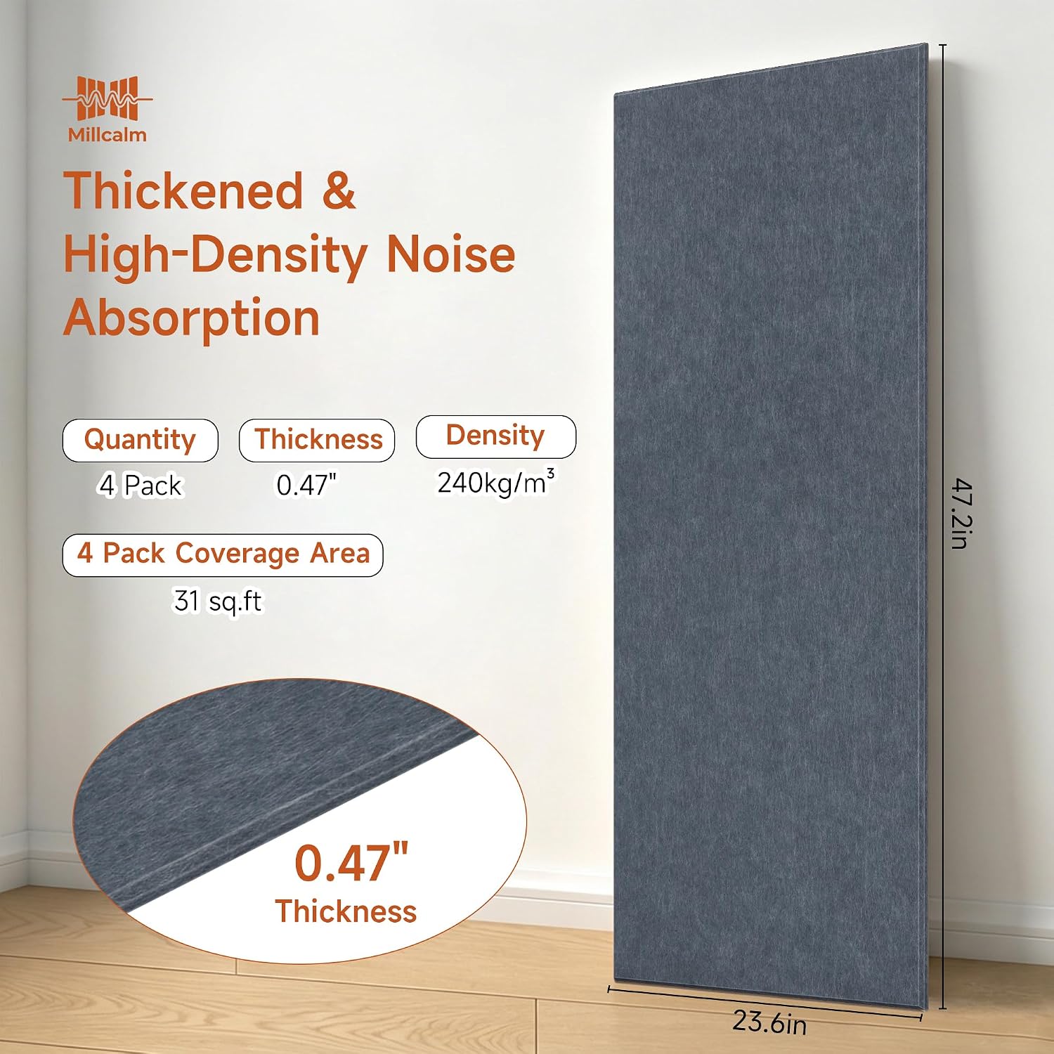Detalle 2 de Millcalm Acoustic Wall Panels, 4-Pack