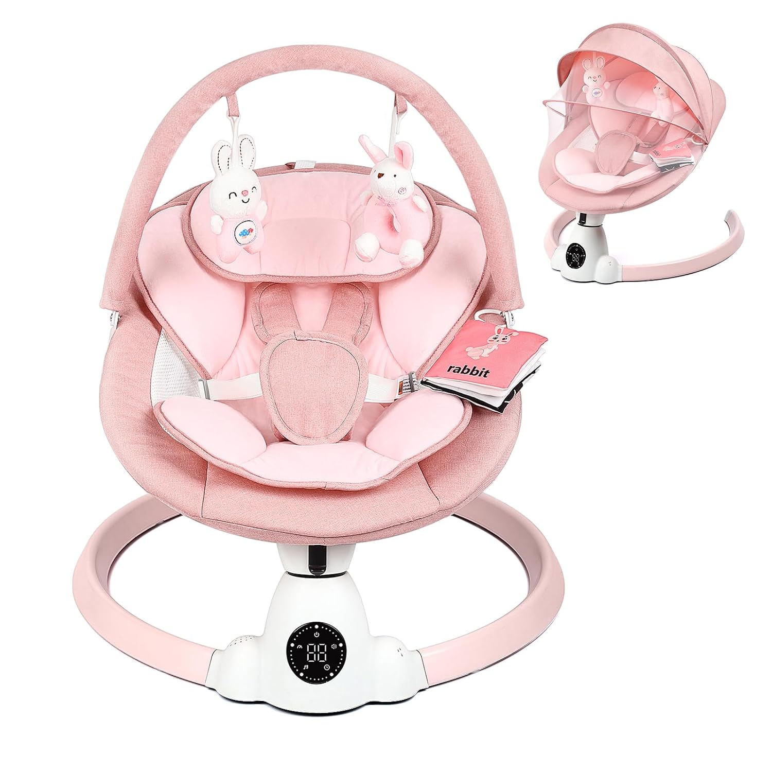 Detalle de Ansha Baby Swing for Infants, Pink Electric Swing with Bluetooth and Remote
