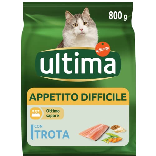Detalle de Ultima Appetito difficile Trota - Crocchette per gatti adulti, confezione 8 x 800 g (totale 6,4 kg)