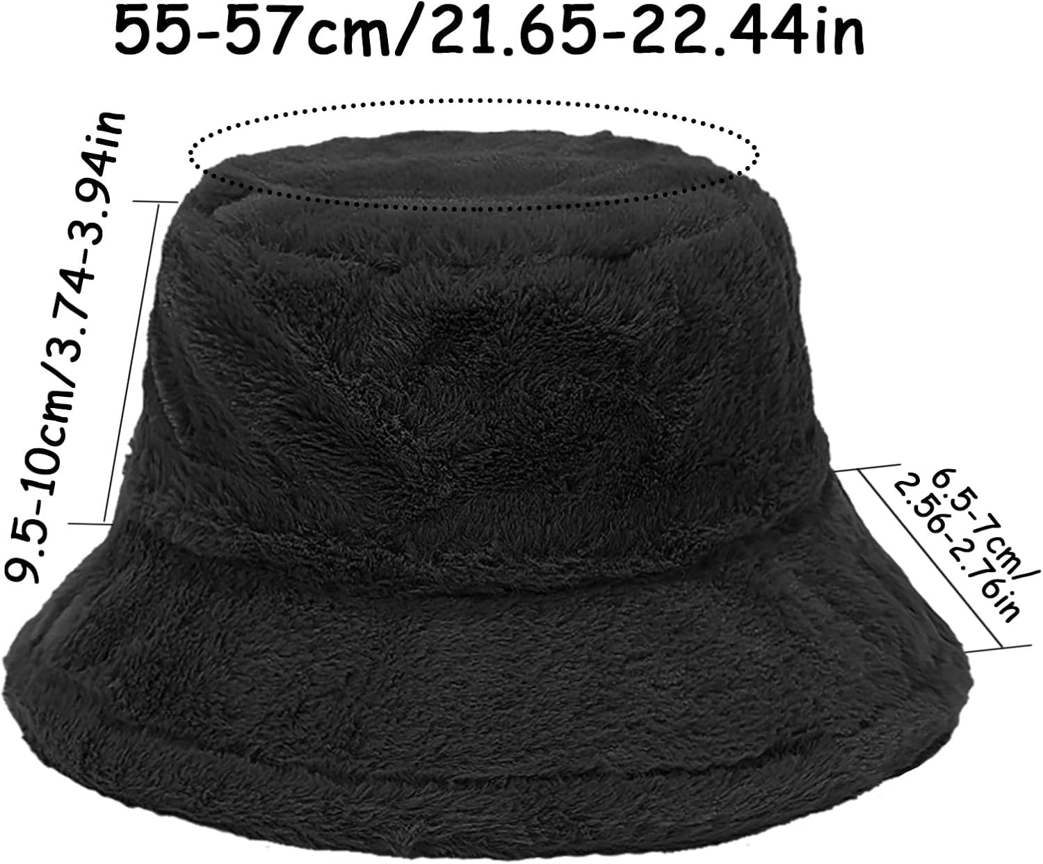 Thumbnail 5 de Eigso Unisex Fuzzy Eimerhut aus Kunstfell (Plüsch), schwarz – Vintage-Winter-Bucket-Hat für Damen & Herren