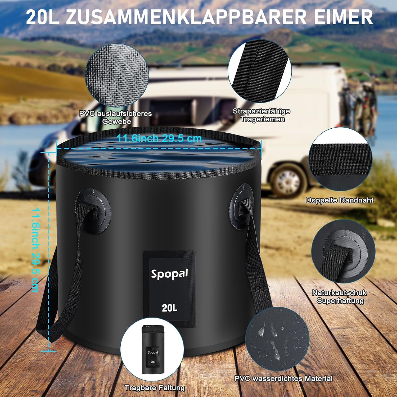Thumbnail 5 de Spopal Campingdusche Tragbare – 20L Klappbarer Eimer, 6000mAh Akku, 4Duschmodi, IPX7 Outdoor-Dusche