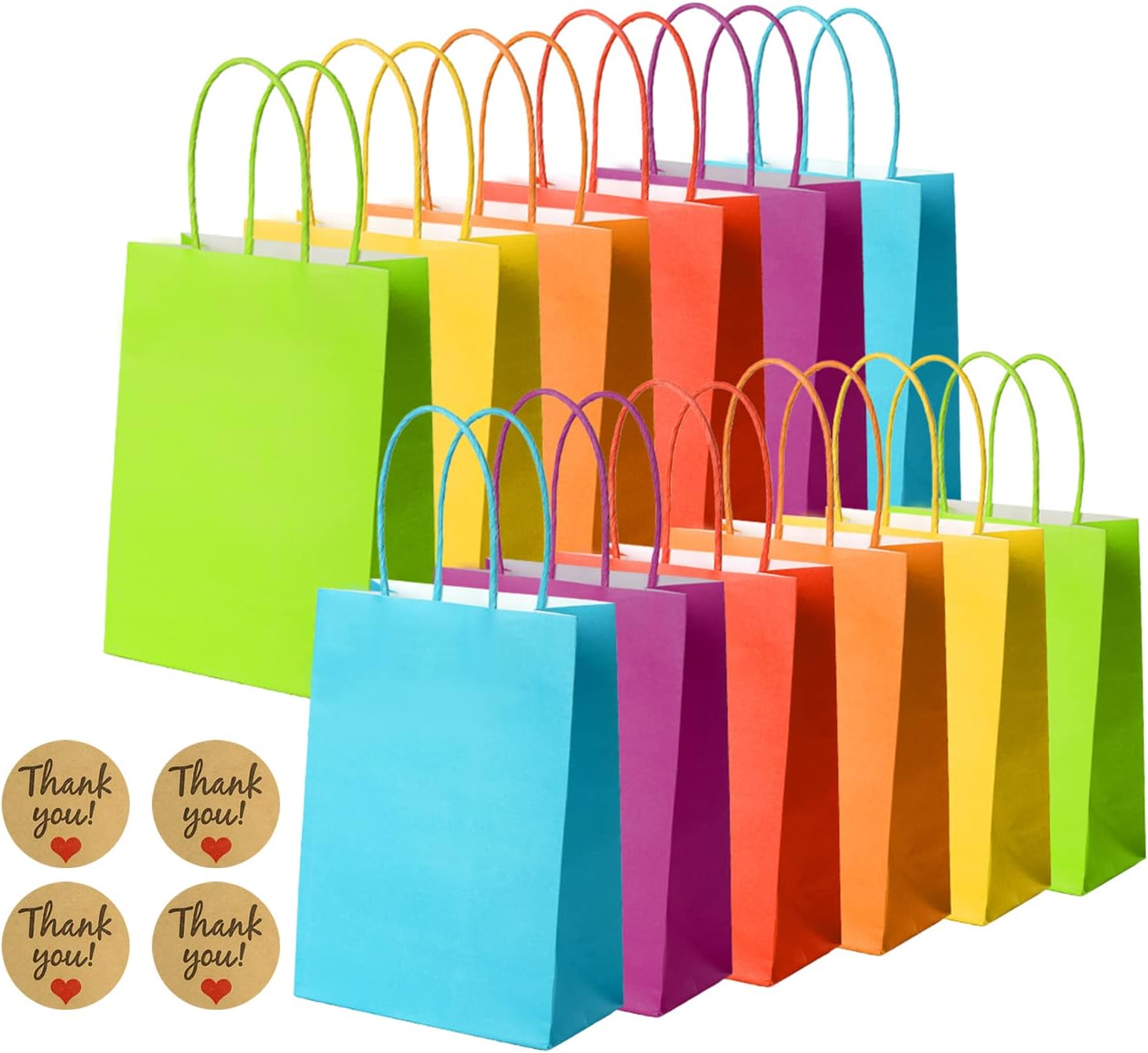 Detalle de NADSSJL Geschenktüten – 12 robuste Kraftpapier-Tüten mit Henkel, 15 x 8 x 21 cm