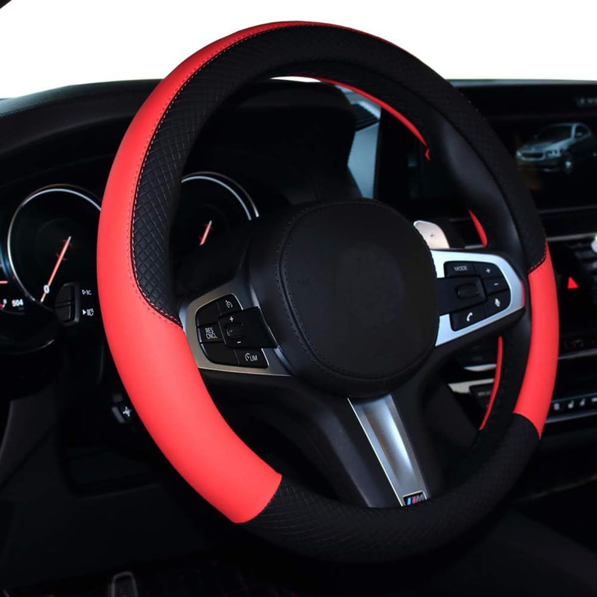 Thumbnail 4 de Microfibre Leather Steering Wheel Cover Purple