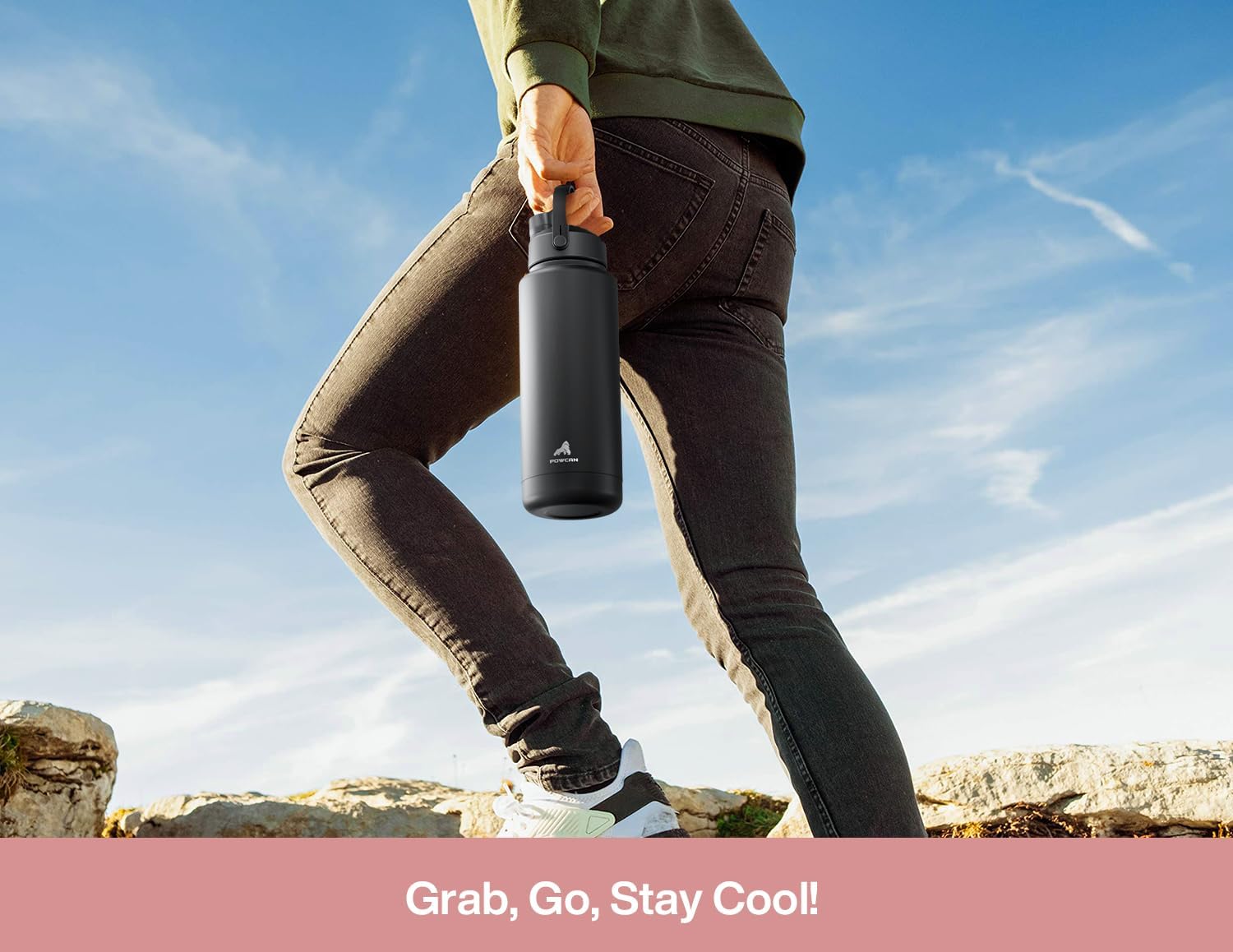 Detalle 2 de POWCAN 32 oz Insulated Water Bottle with 2-in-1 Lid, Cotton Candy