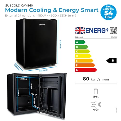 Detalle 2 de Subcold Cave60 Beer Fridge | 54 Cans, 0–8°C, Solid Door, Black