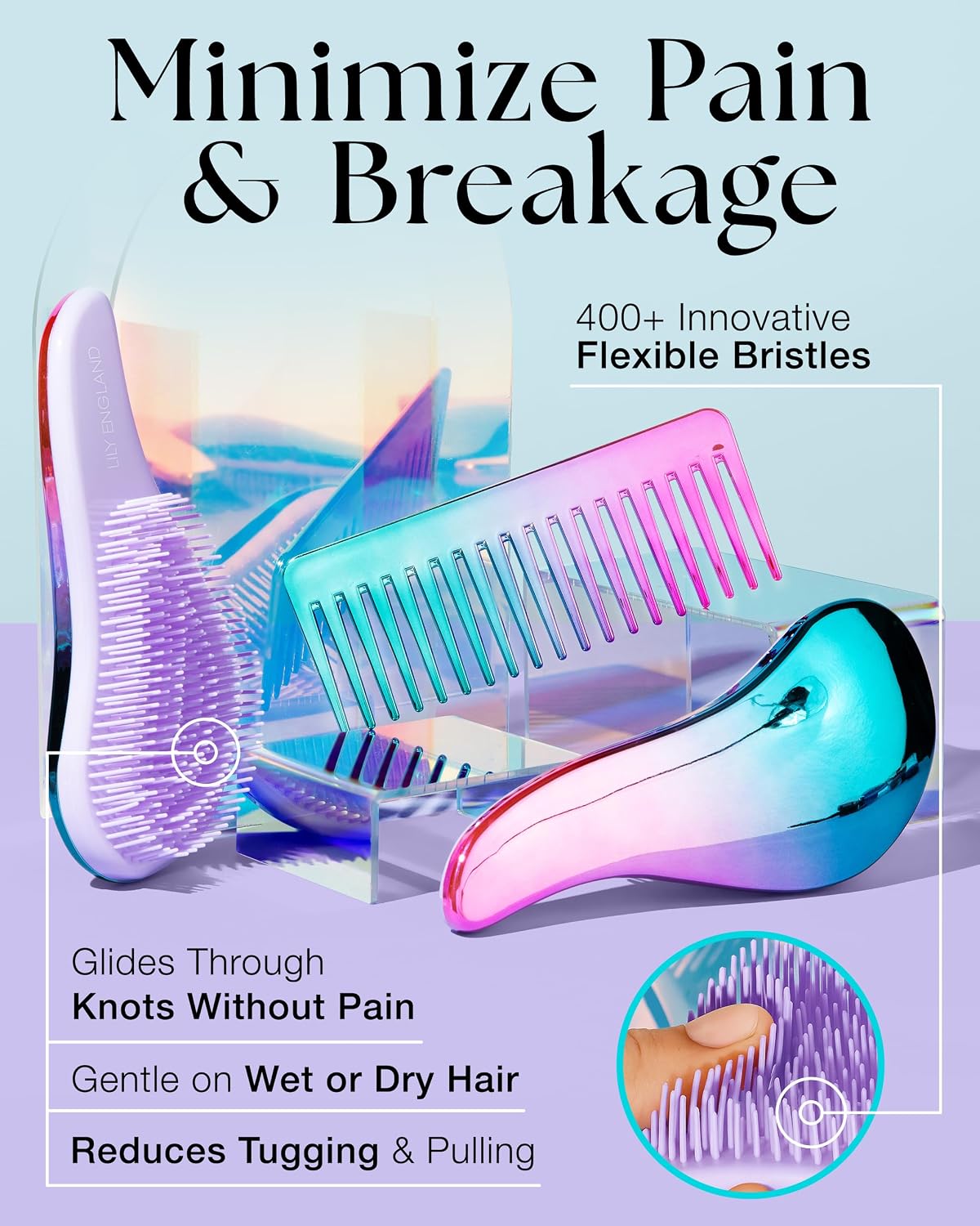 Detalle de Lily England Detangling Brush and Comb Set