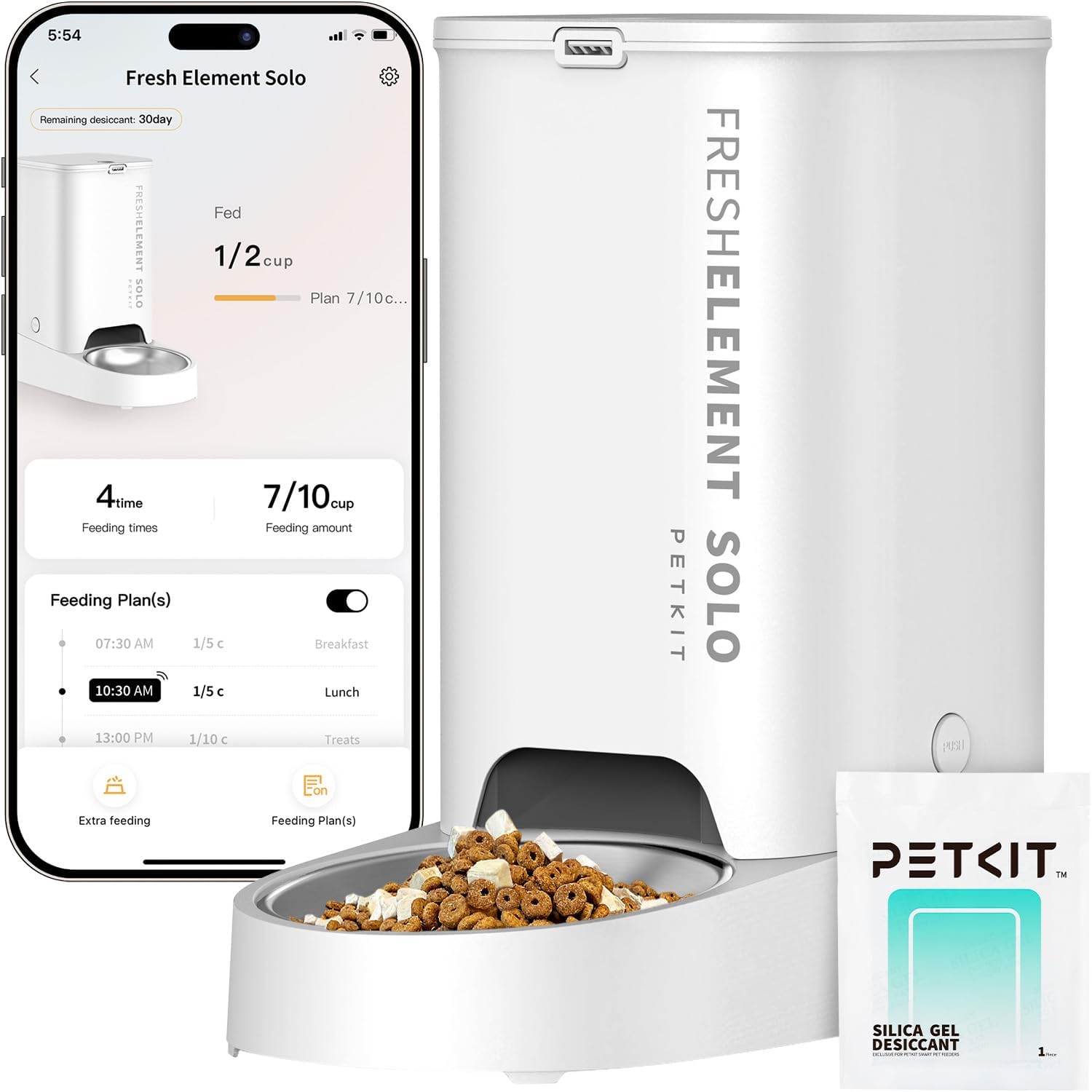 Detalle de PETKIT Distributore Automatico Cibo per Gatti (3L) e Cani (2.4G WiFi) con Ciotola in Acciaio inox 304 e Fresh Lock