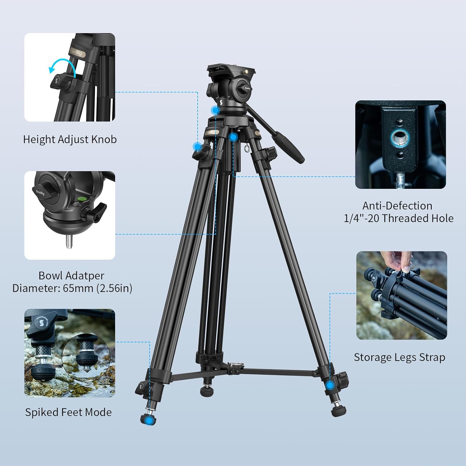 Thumbnail 6 de SMALLRIG AD-50-4684 Treppiede video 5 kg