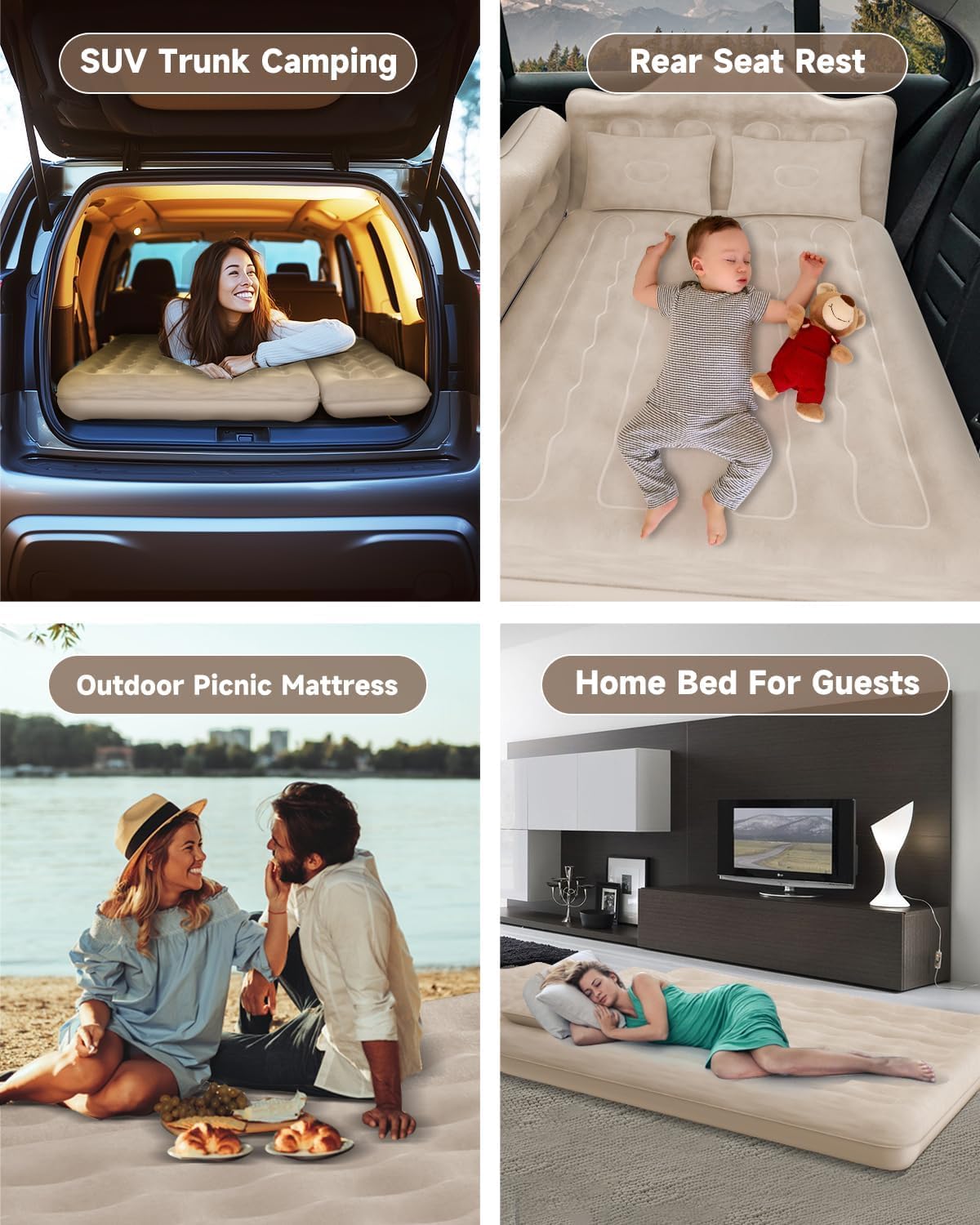 Detalle 2 de Umbrauto AIR-2CAR-MM Backseat Air Mattress, PVC, 600 lb Capacity