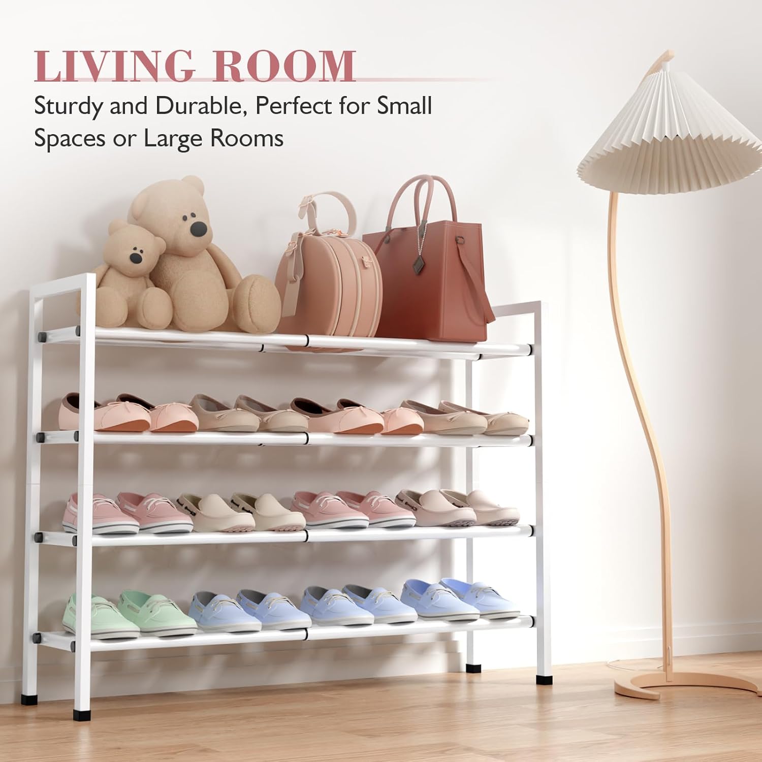 Thumbnail 3 de Bumusty 4‑Tier Expandable Shoe Rack for Closet (18–33 inches)
