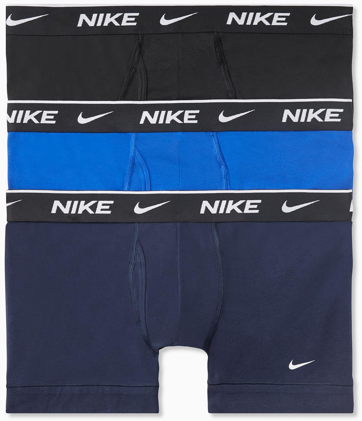 Detalle de Nike Underwear Hombre Essential Boxer Briefs Pack de 3 – Ajuste ceñido, elástico y cómodo (XL) en Obsidian/Game Royal/Black