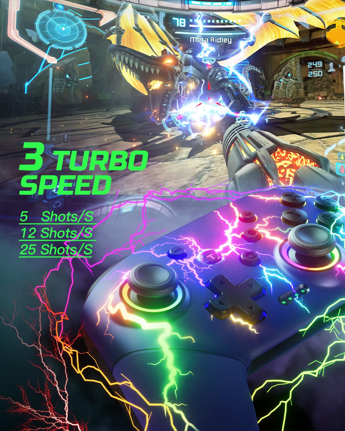 Thumbnail 6 de VOYEE Switch Controller: Kabelloser Pro Controller mit 1000 mAh Akku, RGB Blitz, Zwei Paarungsarten und Wake-Up-Funktion
